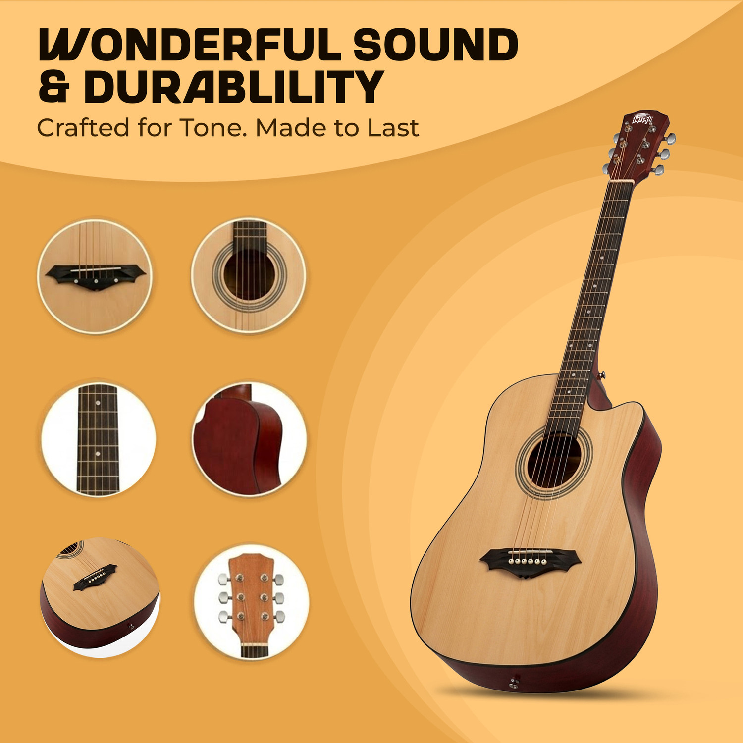 Image of intern Natural Acoustic Guitar Rosewood Ebony Right Hand Orientation