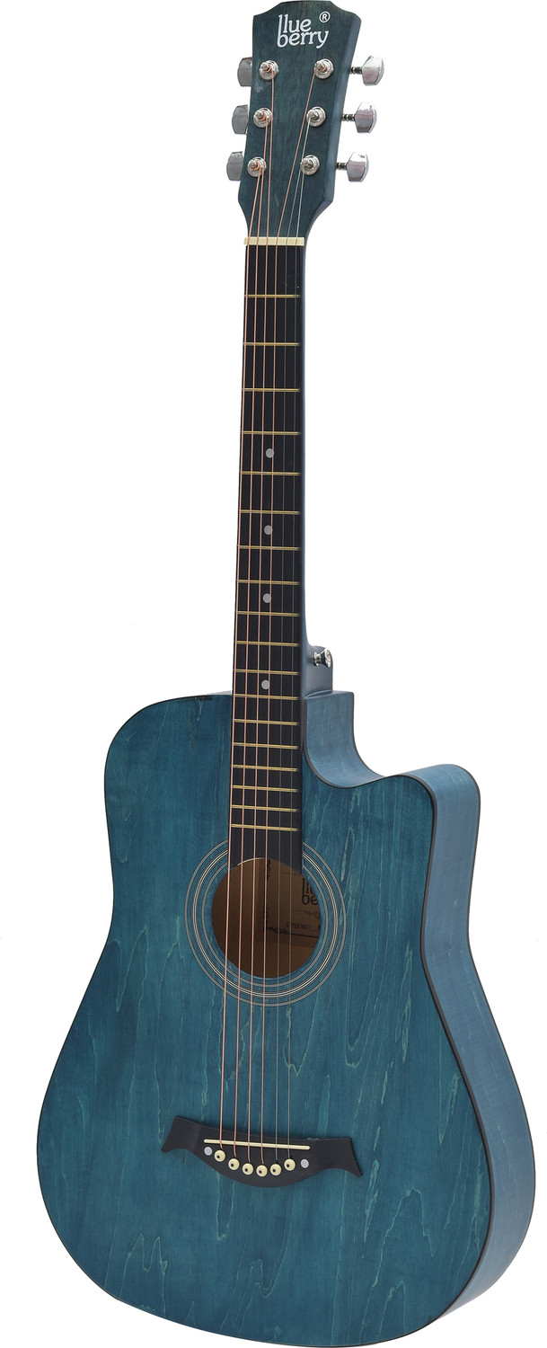 Image of BLUEBERRY B-D38, Retro Blue Acoustic Guitar Linden Wood Synthetic Wood Right Hand Orientation