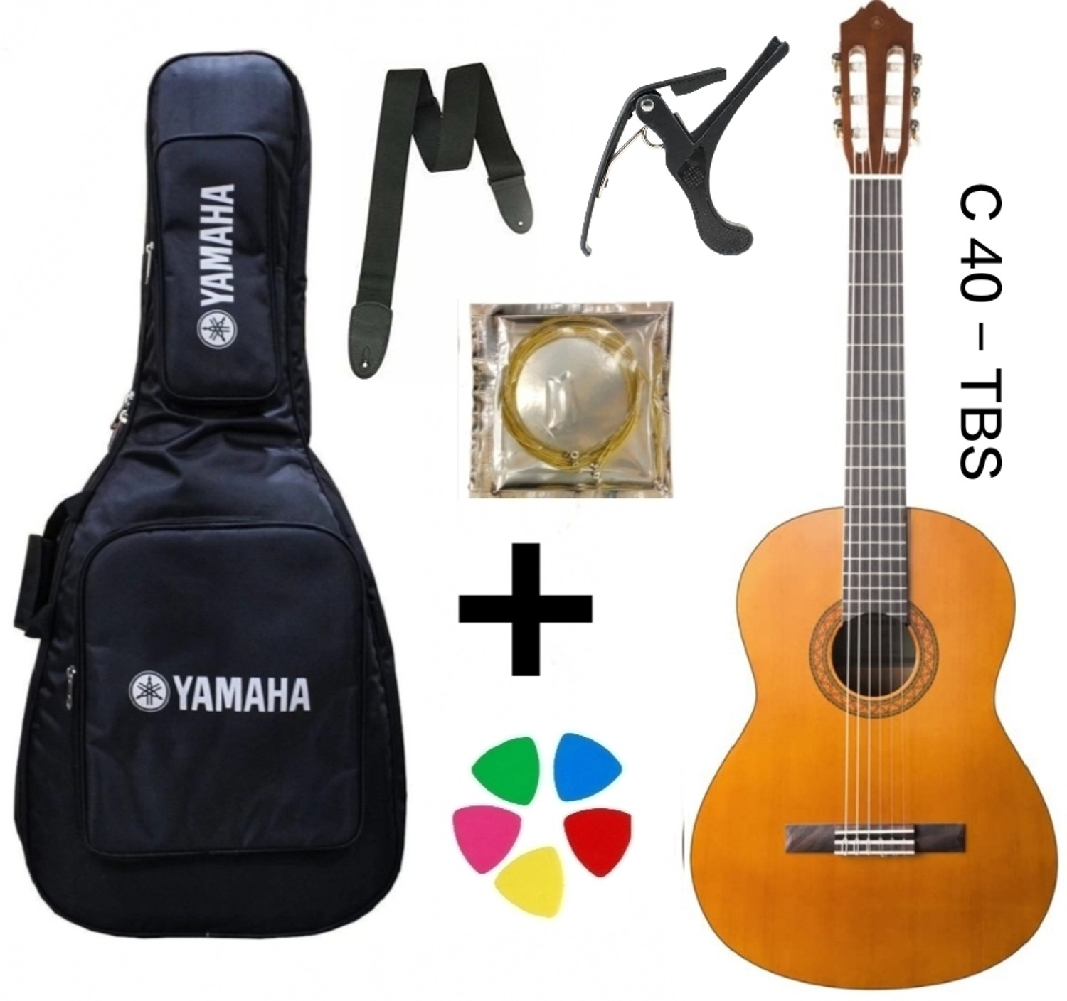 Image of YAMAHA C - 40 - NATURAL WITH COVER , BELT , STRING SET , CAPO , PICK Acoustic Guitar Rosewood Rosewood