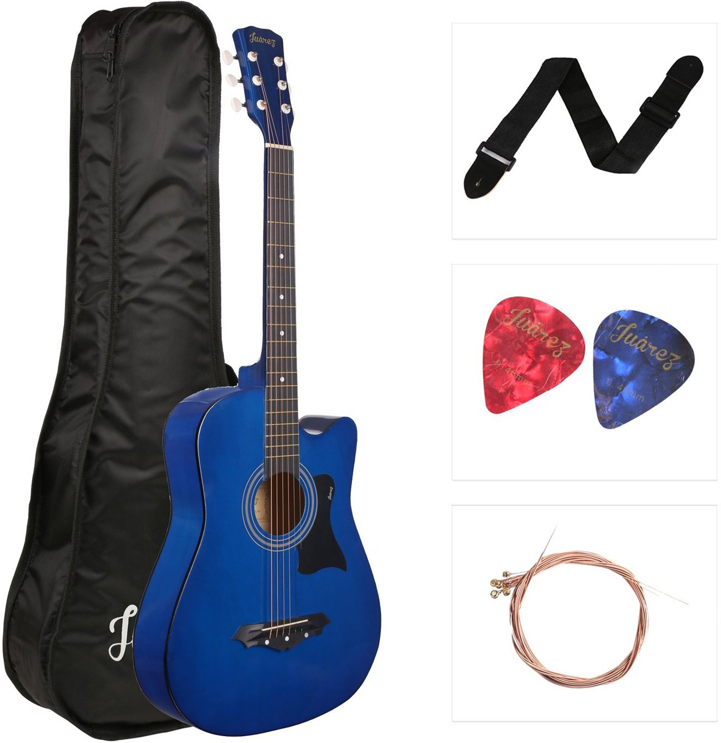 Image of Juarez JRZ38C /BLUE Acoustic Guitar Linden Wood Ebony Right Hand Orientation