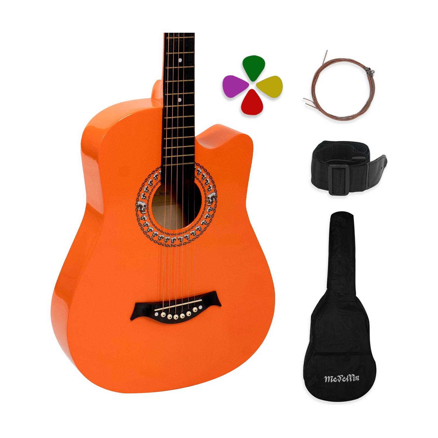 Medellin Acoustic Guitar Neon Orange - Image 1