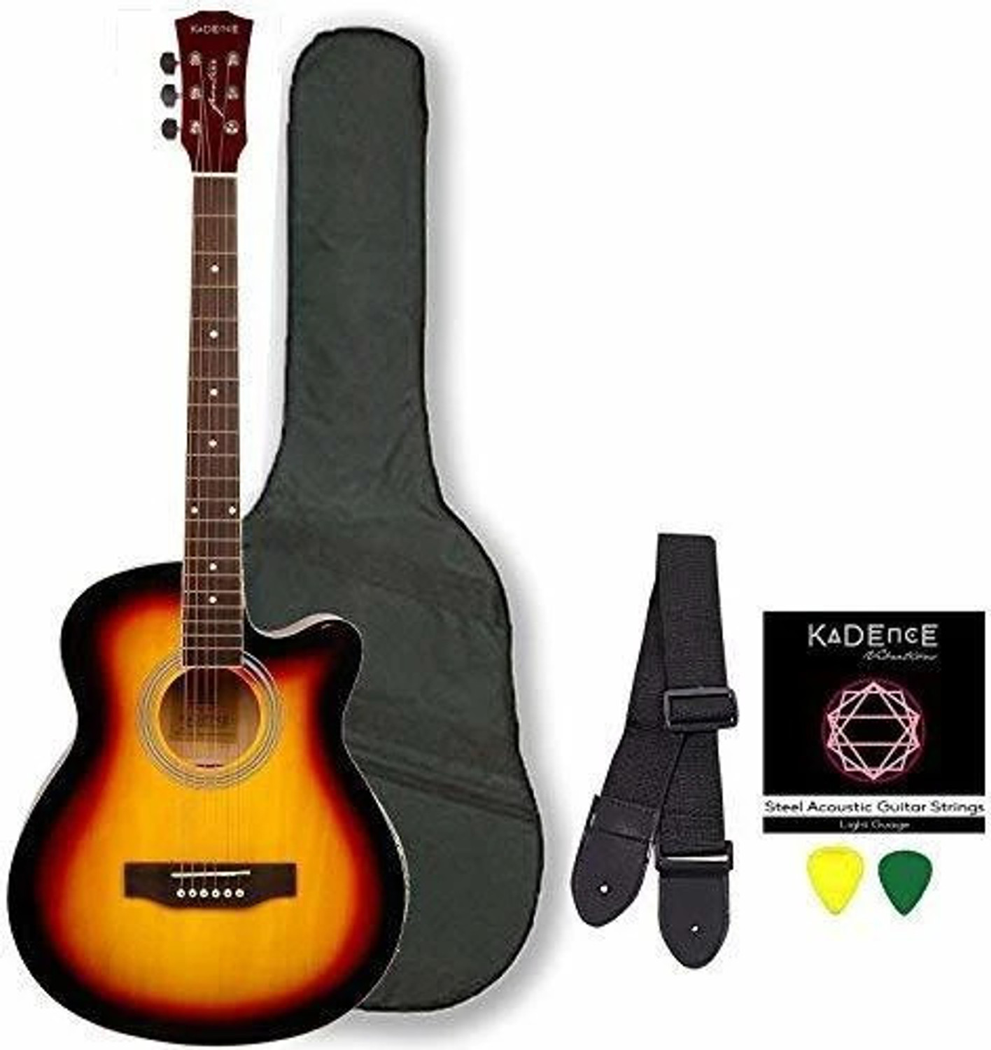 Image of KADENCE Frontier Series, Acoustic Guitar Die Cast Keys Combo with Bag + Online Classes Acoustic Guitar Rosewood Rosewood Right Hand Orientation