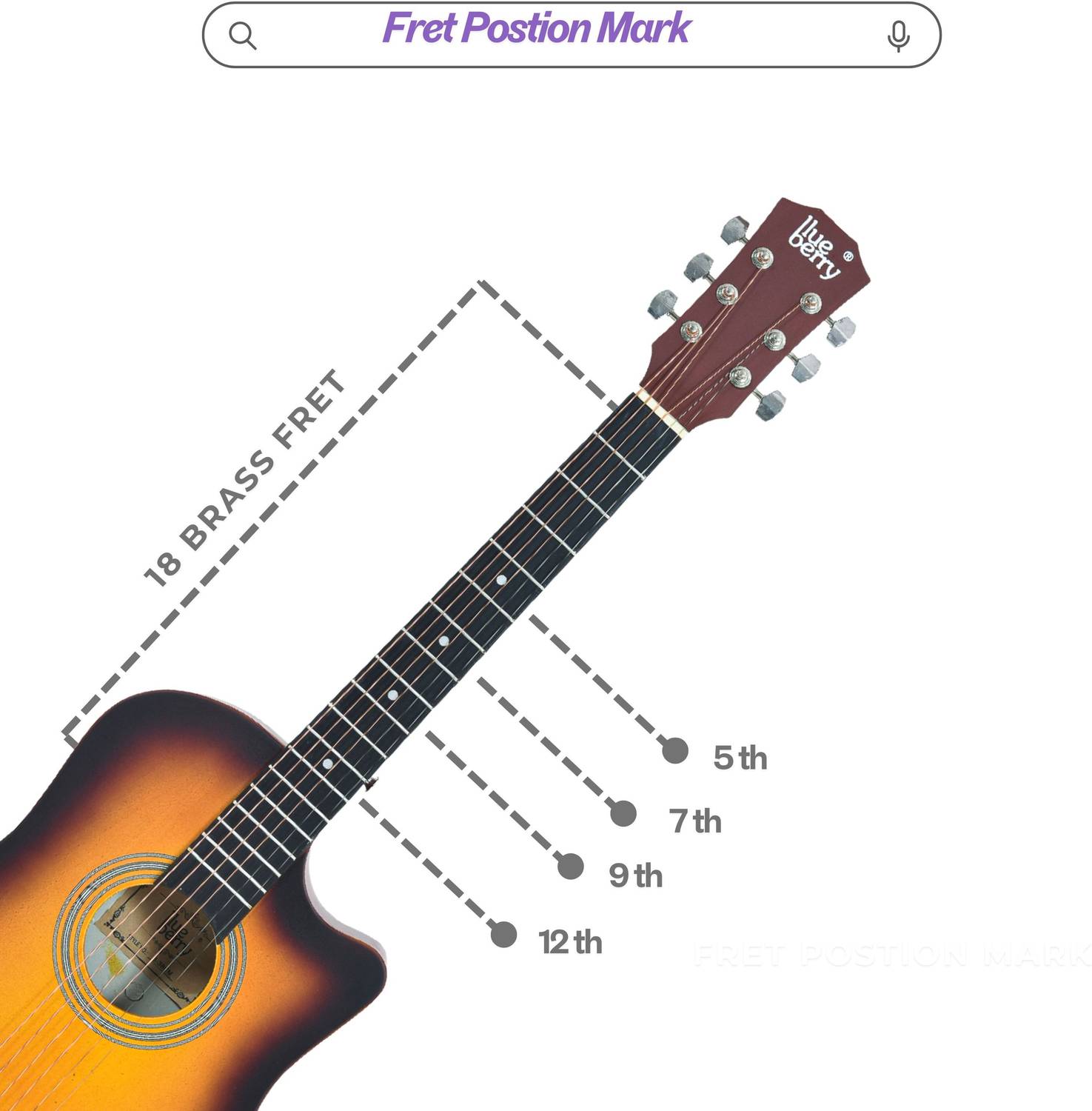 BLUEBERRY B-38CM 38cm Acoustic Guitar - Image 2