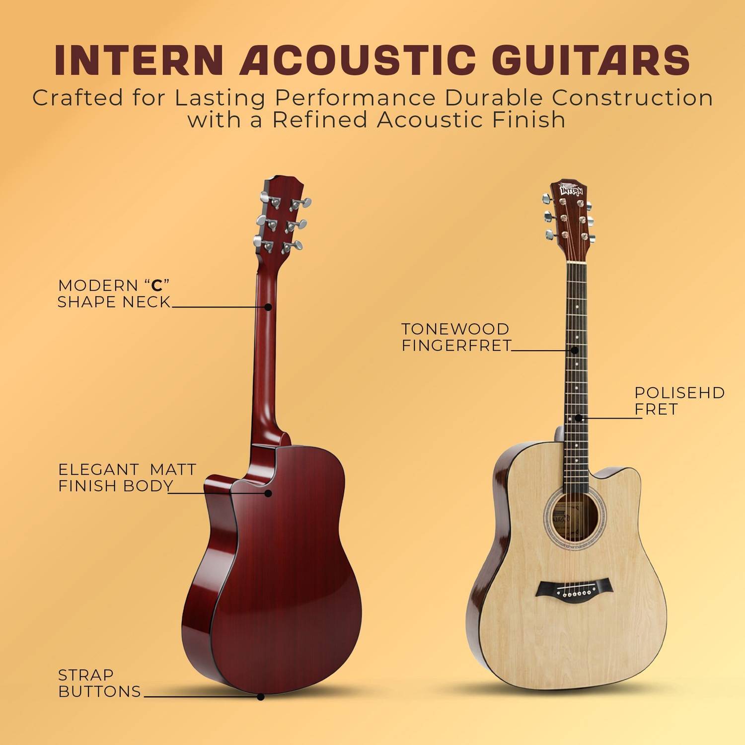 intern INT-41C-NT 41 inch Acoustic Guitar - Image 3