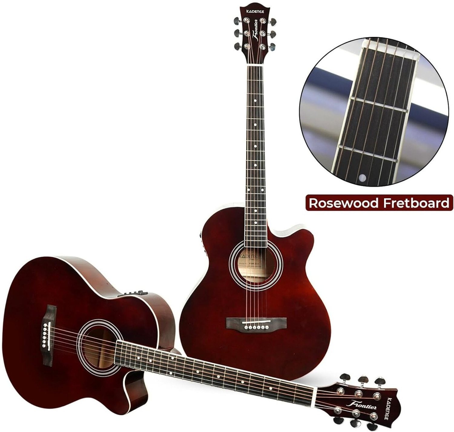 Image of KADENCE KAD-FNTR-BRN-EQ-N1 Acoustic Guitar Linden Wood Rosewood Right Hand Orientation