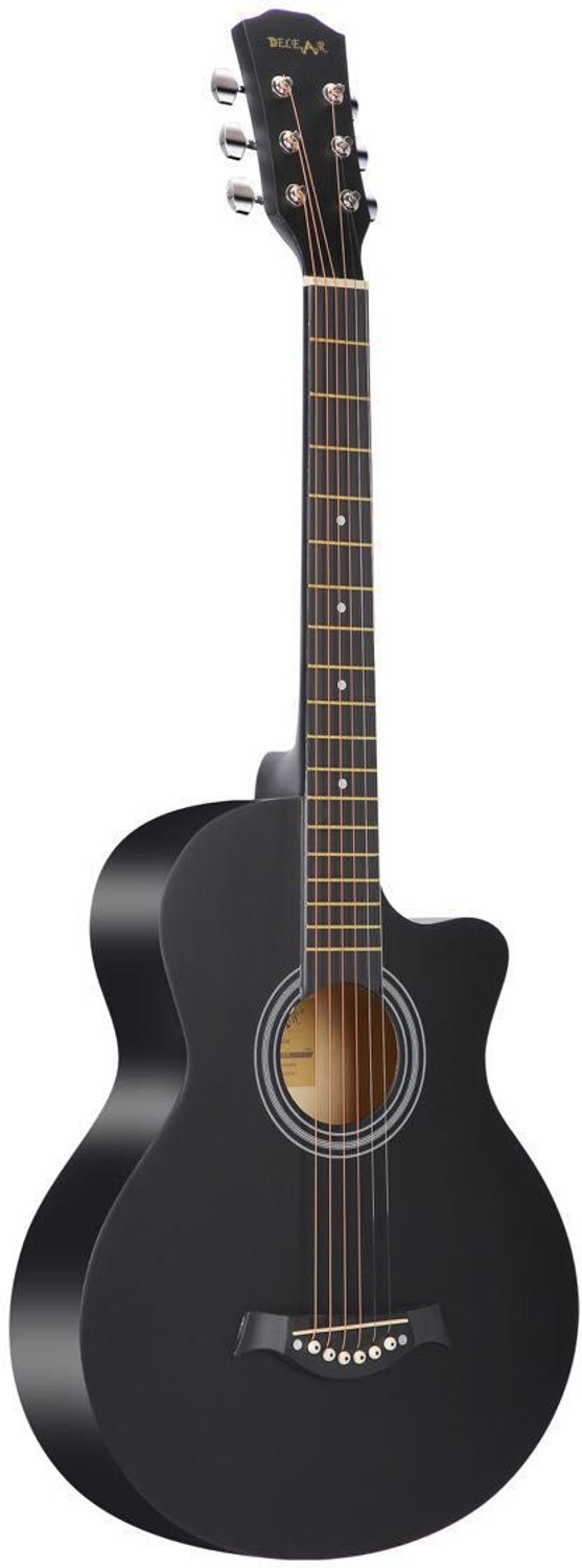 Image of Belear I280 38 Inch Black Matt Spruce Cutaway Dual Action Truss Rod Acoustic Guitar Solid Spruce Rosewood Right Hand Orientation
