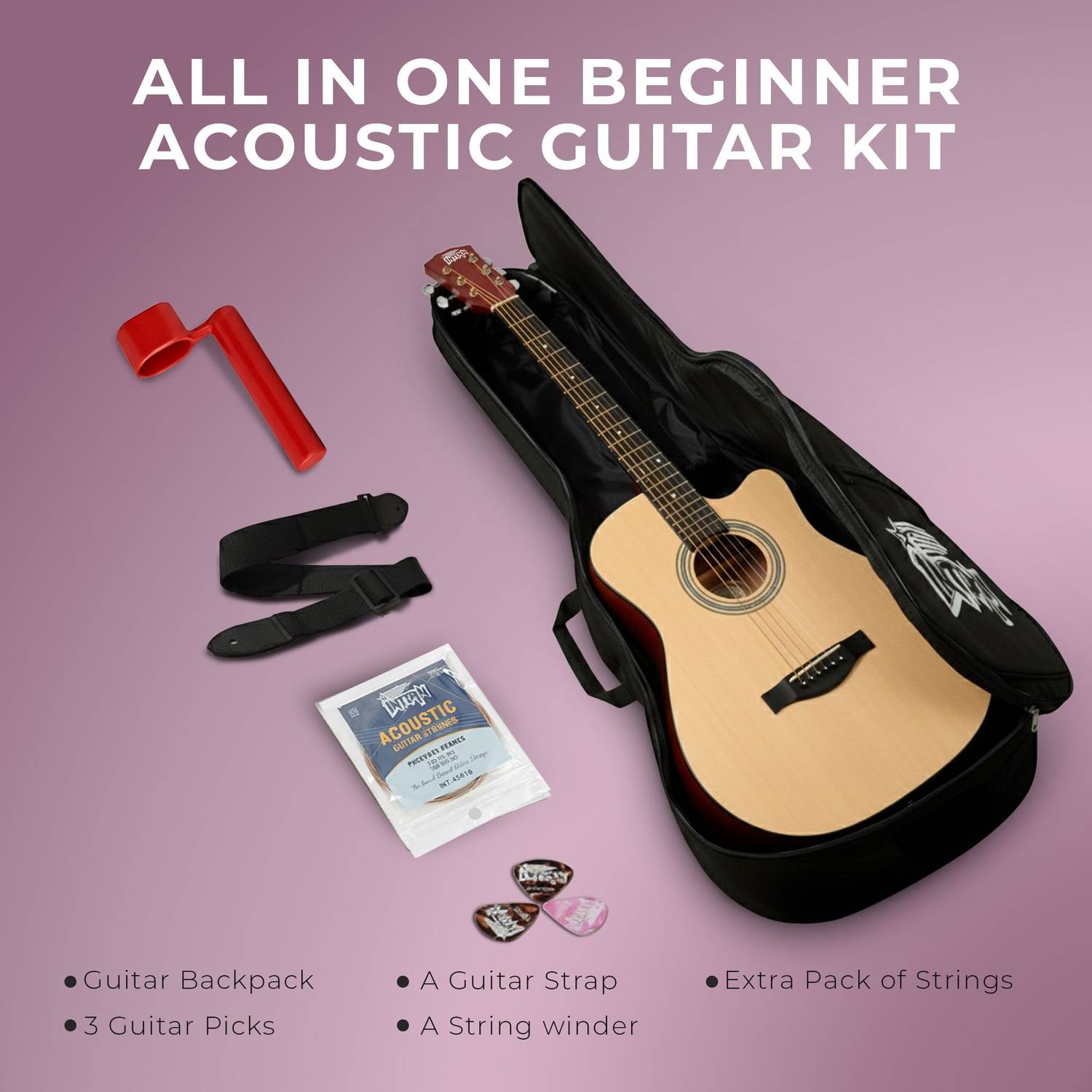 intern INT-38C-NT Acoustic Guitar Linden Wood - Image 2