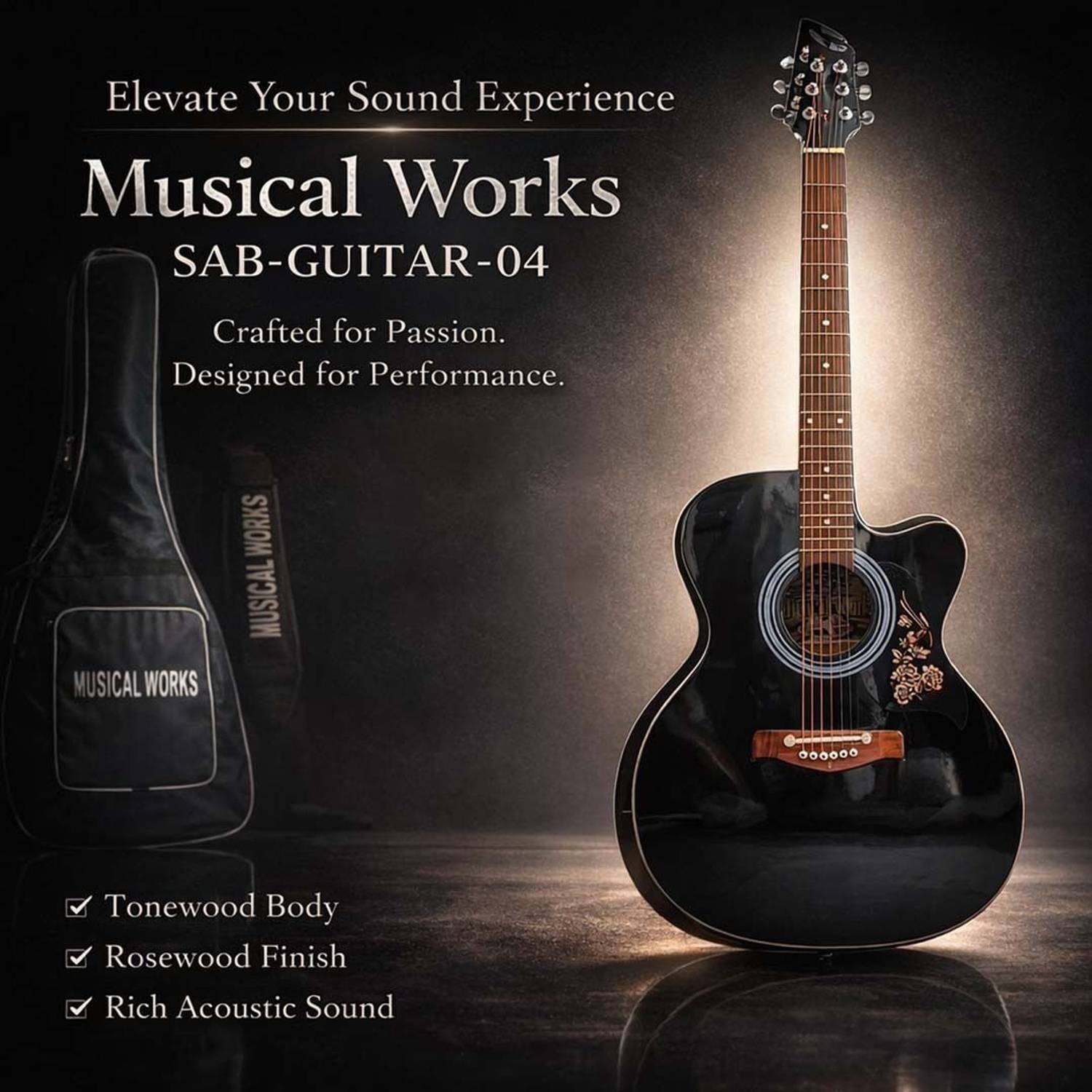 Musiccalworks SAB-GUITAR-04k Acoustic Guitar Rosewood Rosewood Ri
