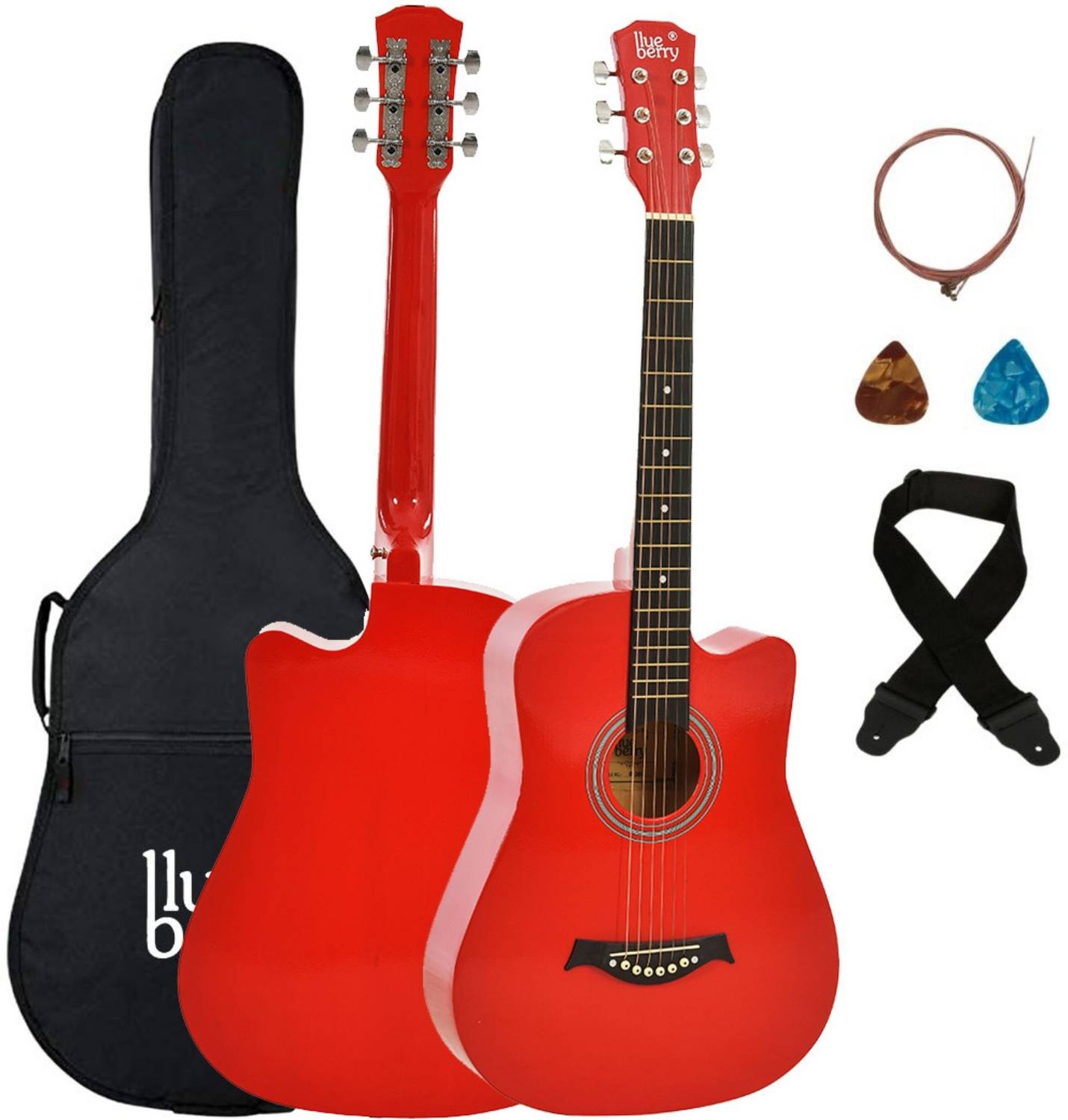 BLUEBERRY B-38C Raspberry, 38 Inch Acoustic Guitar Linden Wood, Basswood Tech Wood Right Hand Orientation