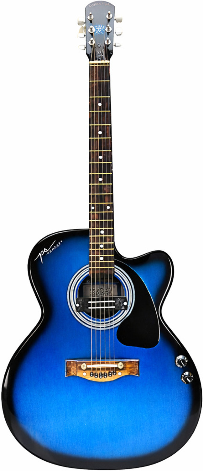 Image of P S Signature PS Signature Blue Glossy 41 Inch Acoustic Guitar with Volume & Tone Control Acoustic Guitar Tonewood Rosewood Right Hand Orientation