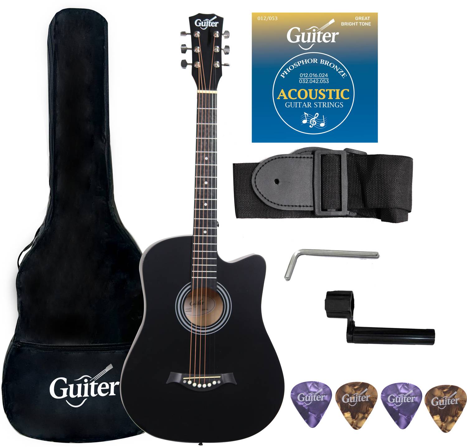 Guiter OTG-38CG Acoustic Guitar Kit, 38-Inch Cutaway -With ,TRUSS
