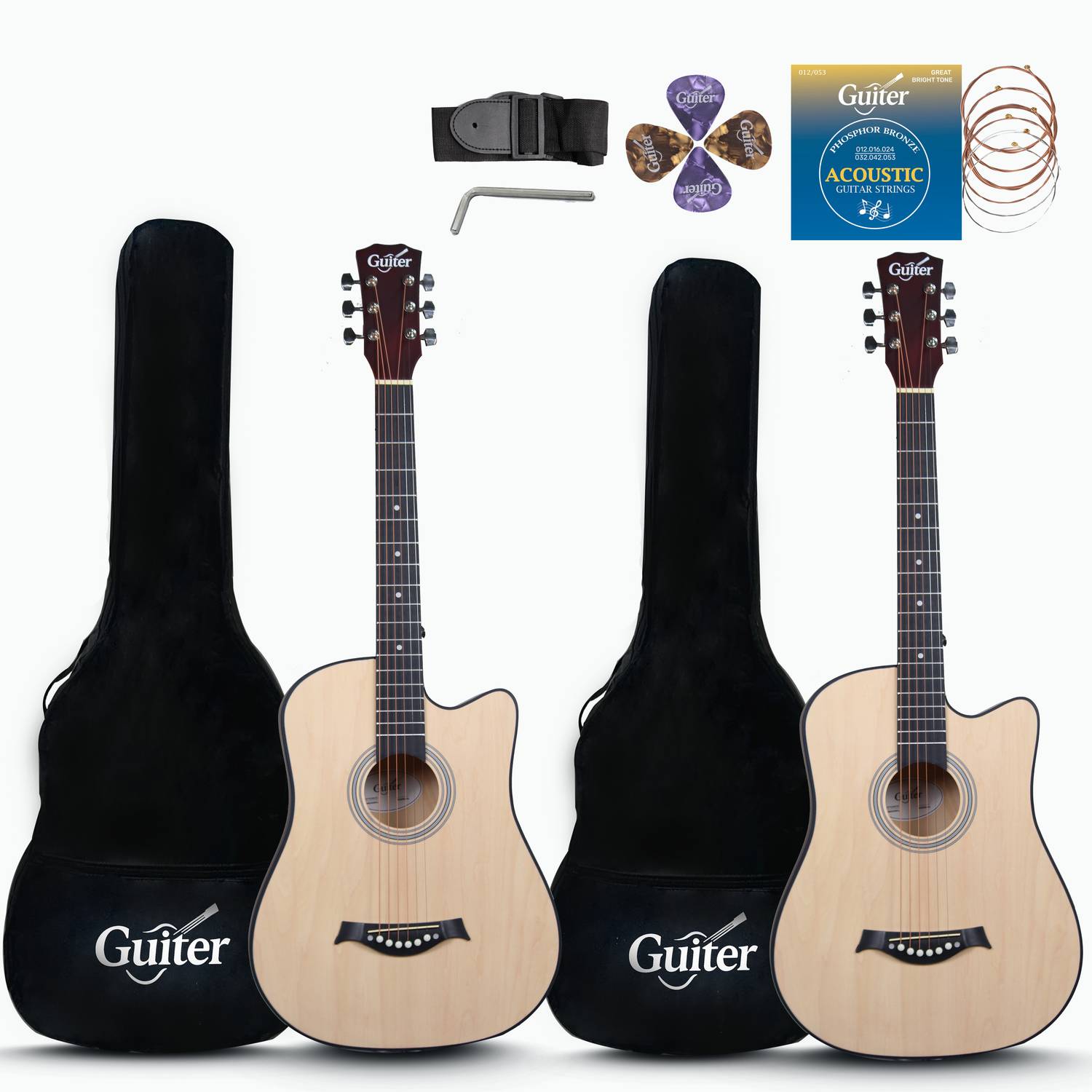 Guiter OTG38-CG-38Inch Cutaway Acoustic Guitar-(2 NOS) Combo Kit