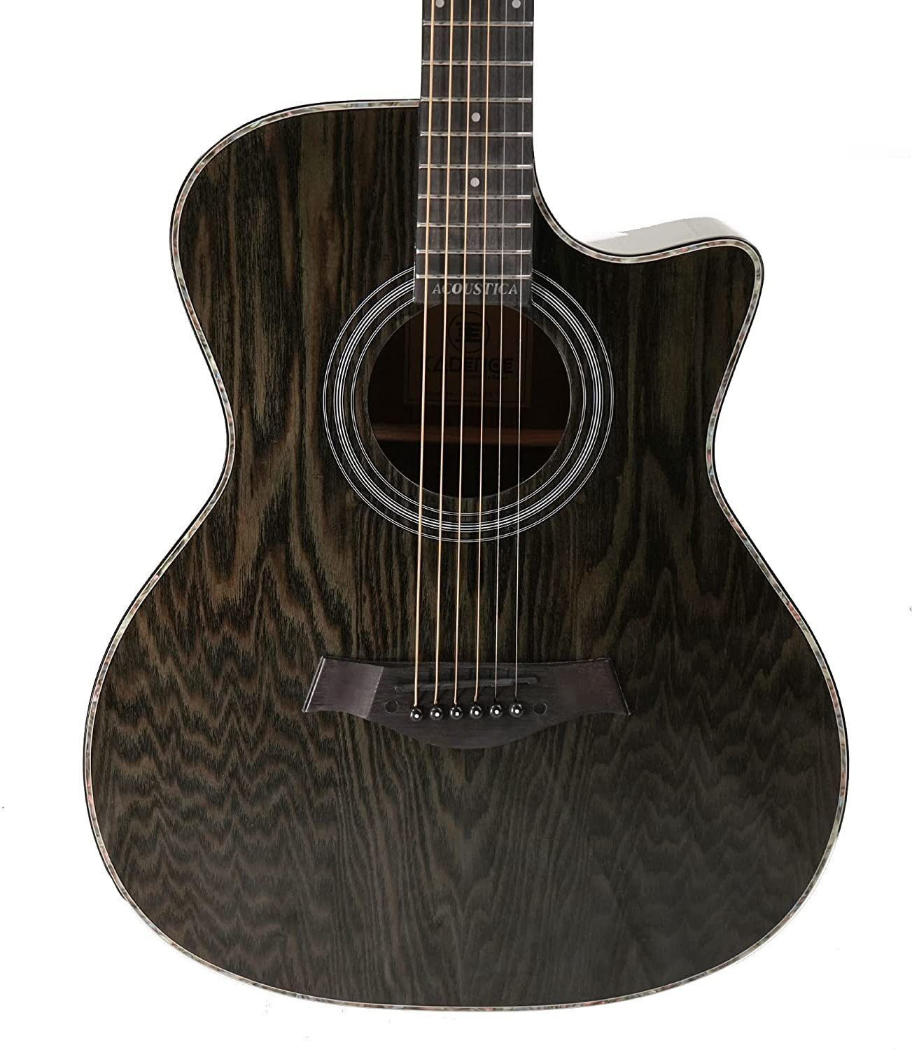 Image of KADENCE Acoustica Series Black A06 Guitar with Bag(with Online Classes) Acoustic Guitar Ash Rosewood