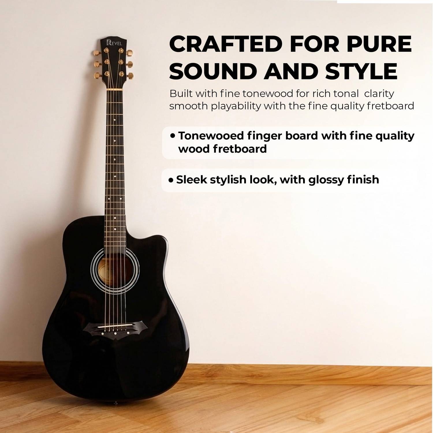 REVEL RVL-38G-BK Acoustic Guitar - Image 4