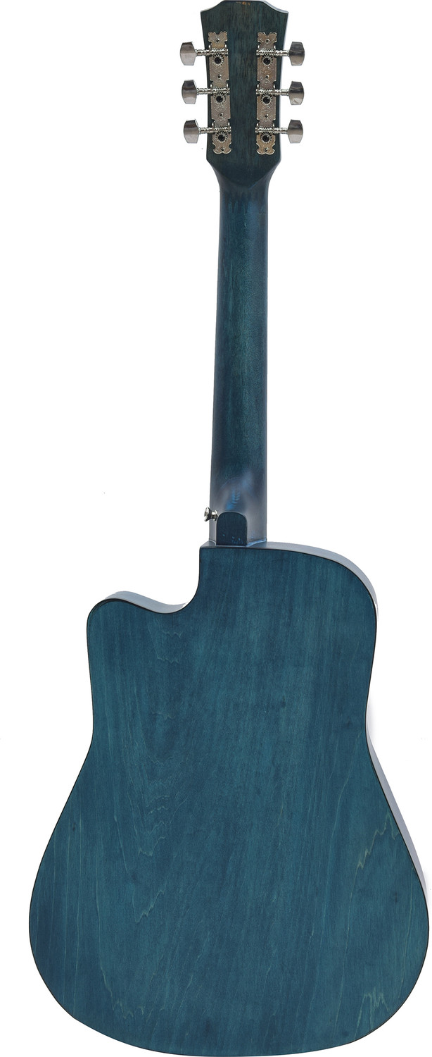 Image of BLUEBERRY B-D38, Retro Blue Acoustic Guitar Linden Wood Synthetic Wood Right Hand Orientation