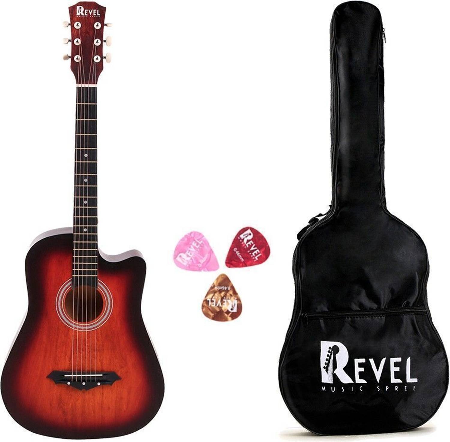 REVEL RVL-38C-LGP-3TS Acoustic Guitar Linden Wood Ebony Right Han