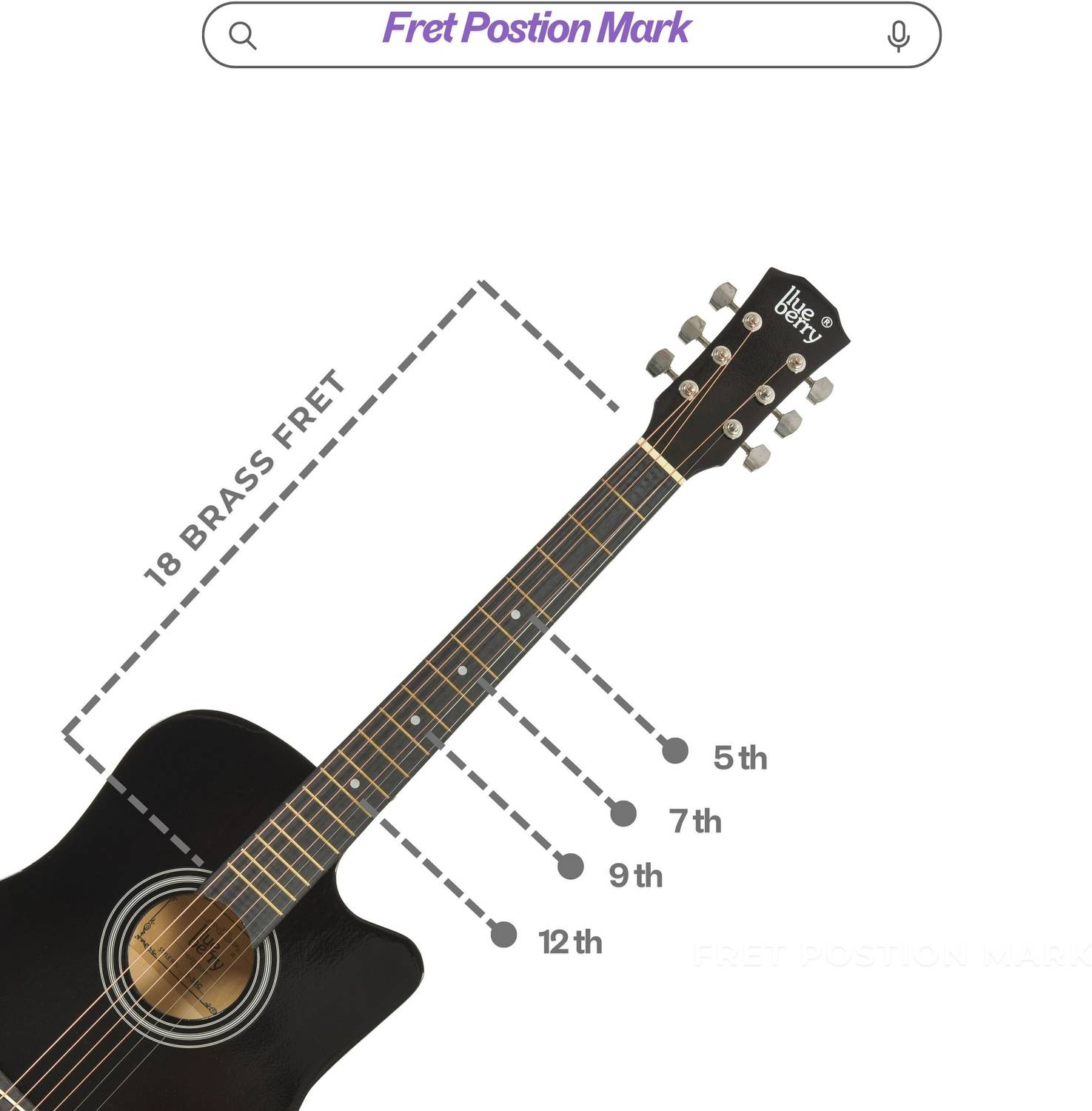 BLUEBERRY 38C Black 38 Inch Acoustic Guitar - Image 3