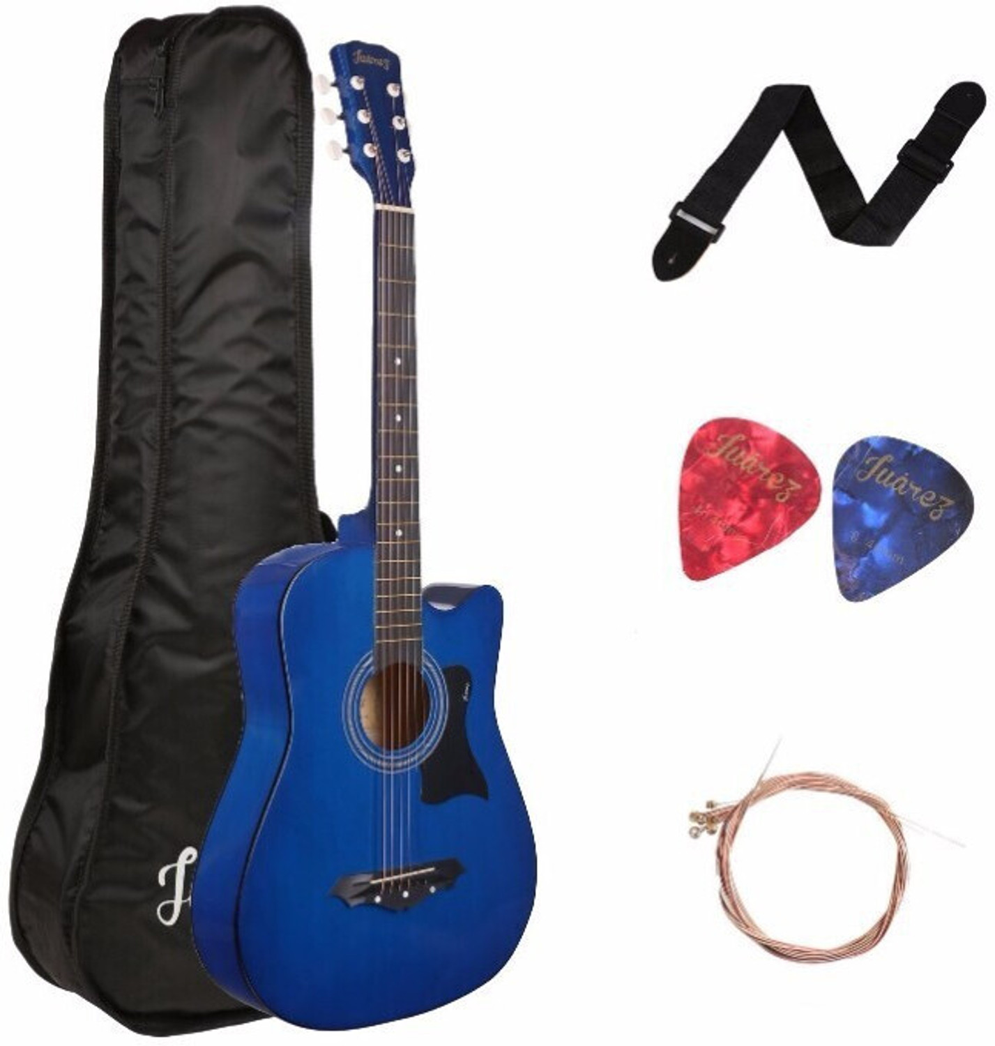 Image of Juarez JRZ38C /BLUE Acoustic Guitar Linden Wood Ebony Right Hand Orientation