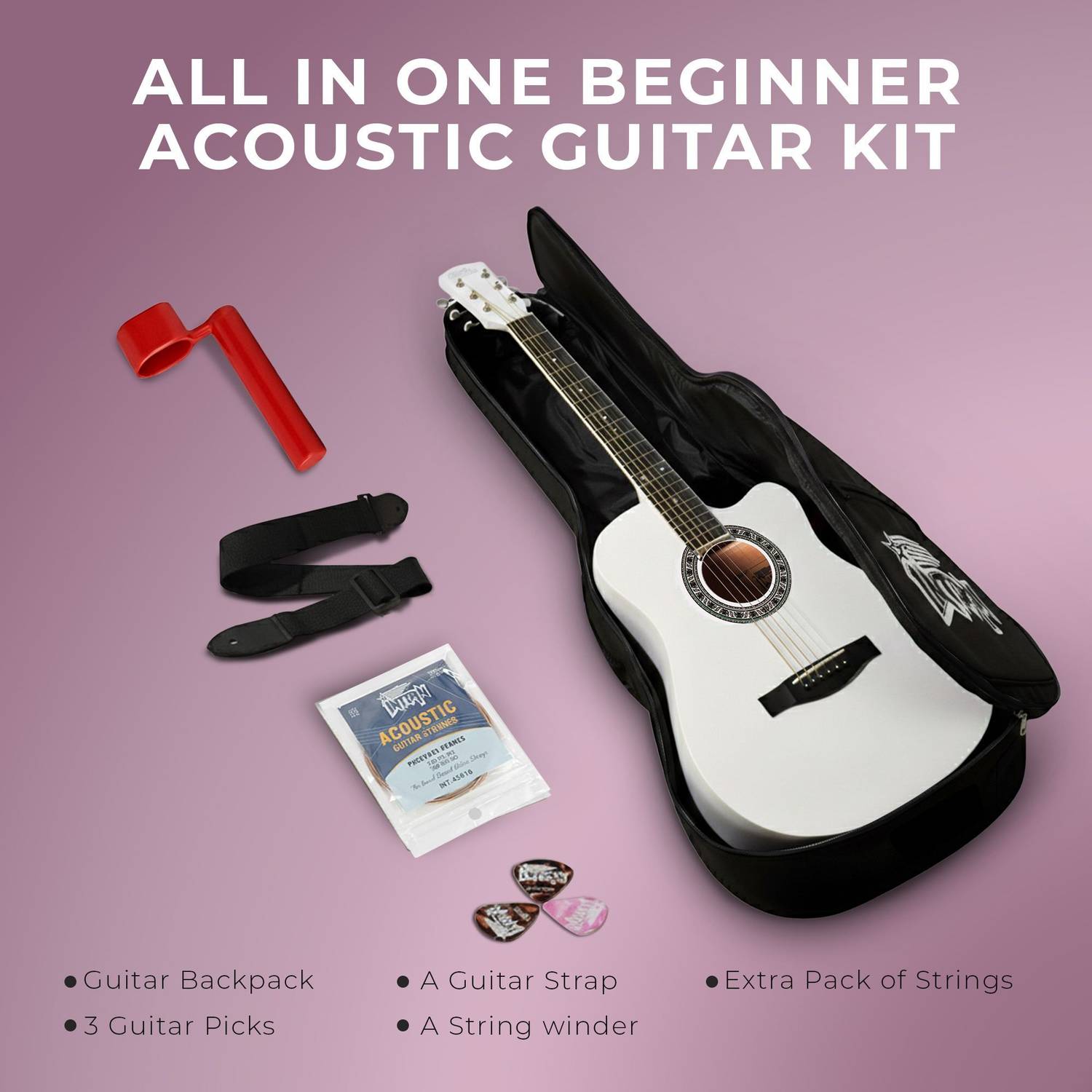 intern INT-38C-WH Acoustic Guitar Linden Wood - Image 2