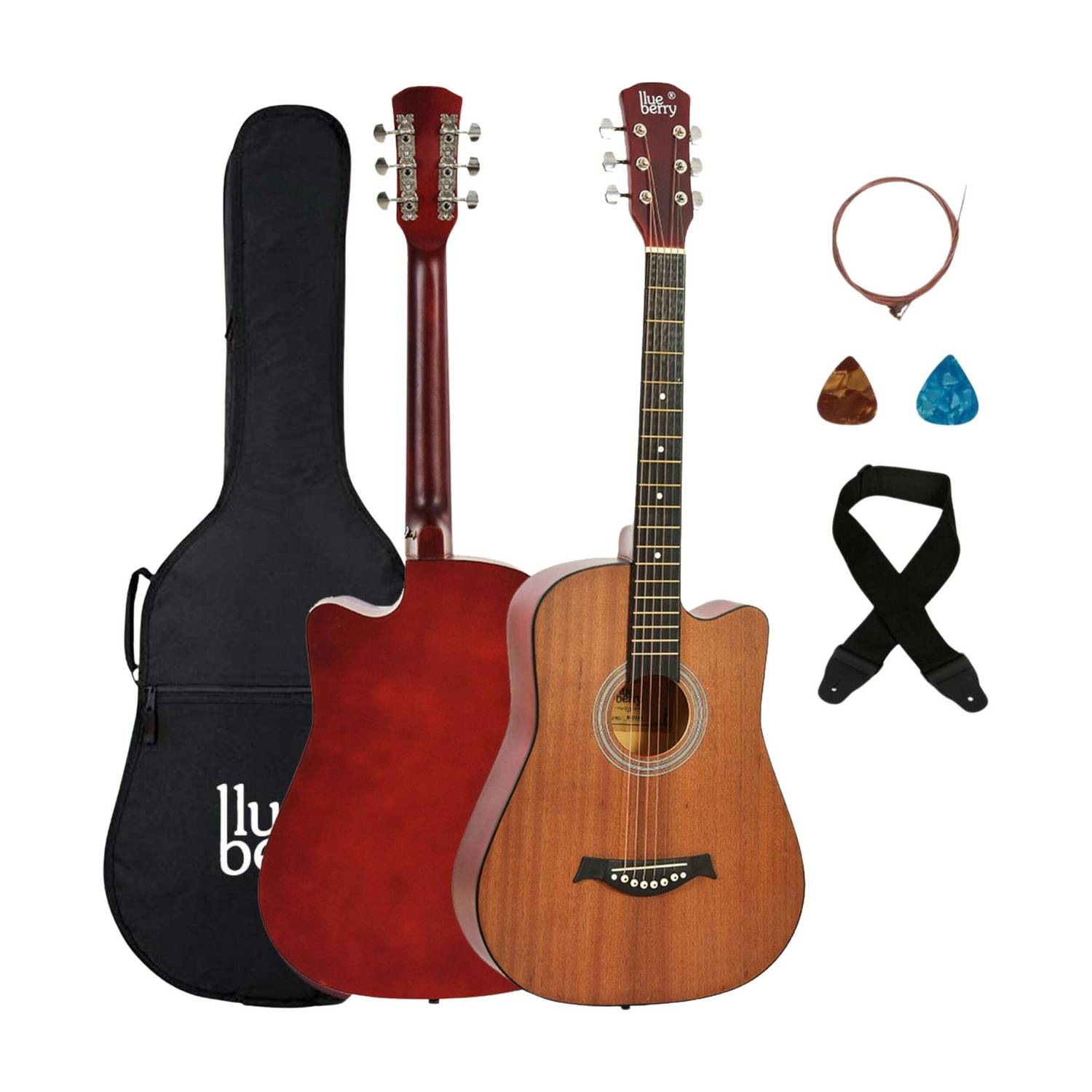 BLUEBERRY B-38C SAPELE, 38 Inch Acoustic Guitar Sapele Mahogany Laminate, Basswood Tech Wood Right Hand Orientation