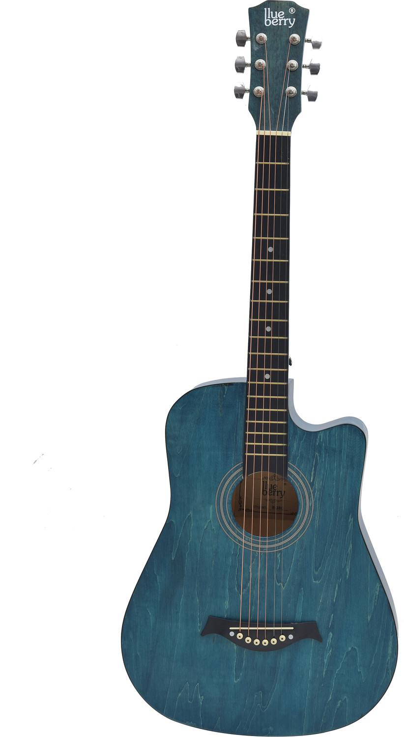 Image of BLUEBERRY B-D38, Retro Blue Acoustic Guitar Linden Wood Synthetic Wood Right Hand Orientation