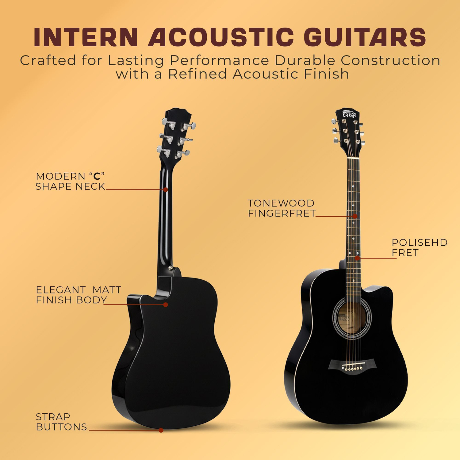 Image of intern INT-41C-BK | 41 inch Acoustic Guitar Rosewood, Meranti Basswood Right Hand Orientation