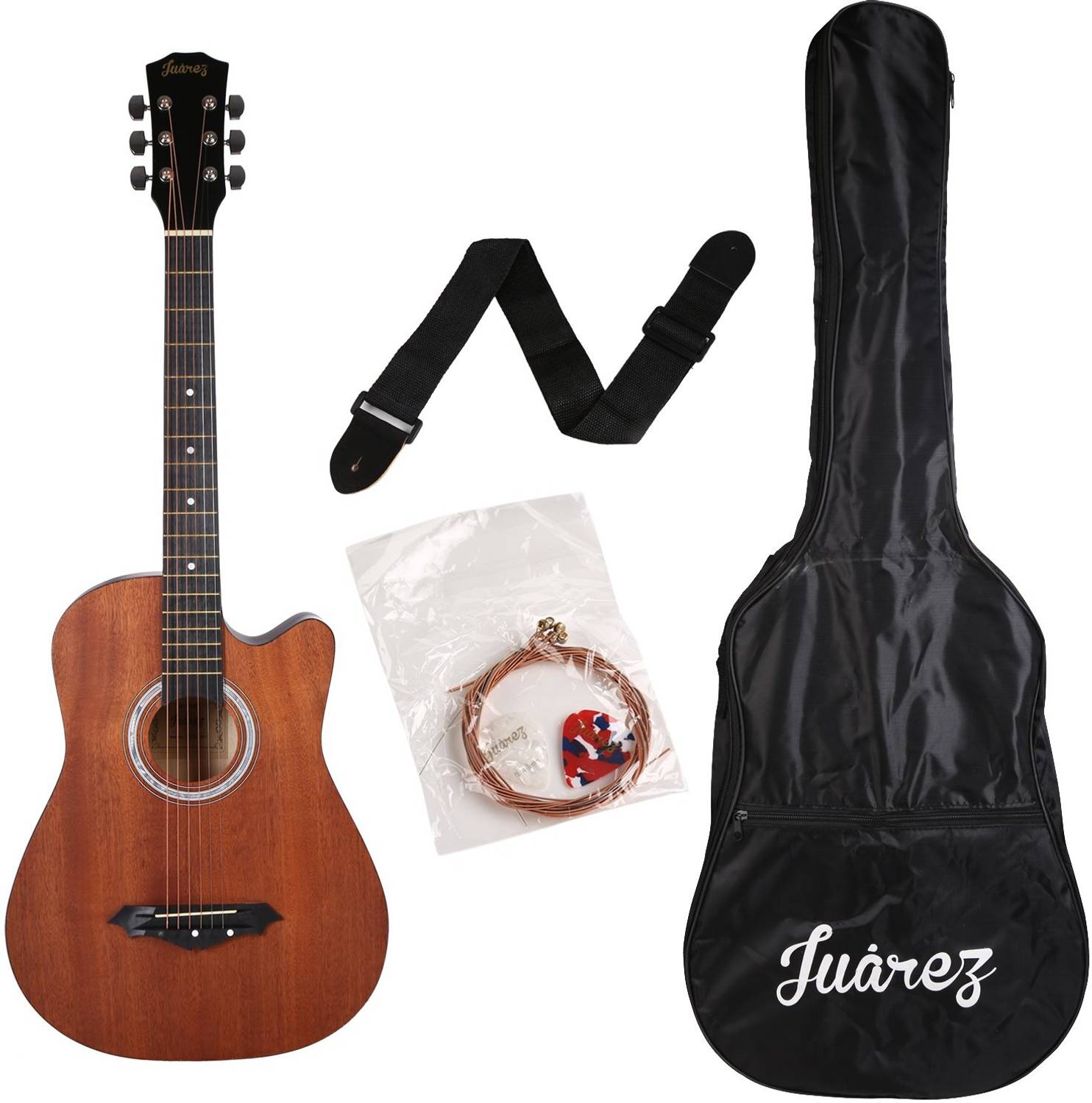 Juarez JRZ38C/MAH Acoustic Guitar, Linden Wood, Ebony, Black - Image 1