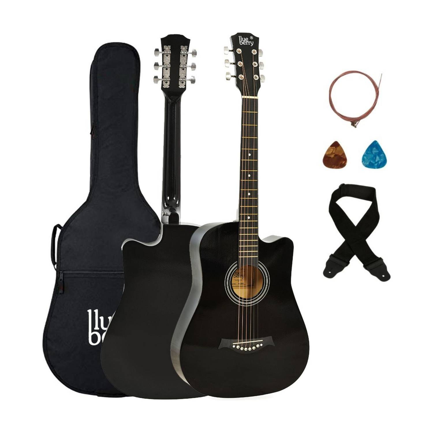 BLUEBERRY 38C 38 Inch Acoustic Guitar Black - Image 1