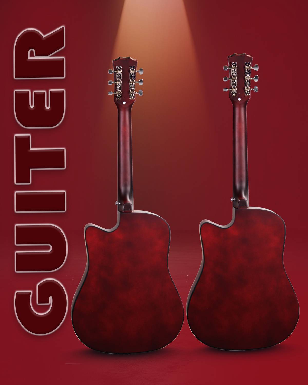 Guiter OTG38-CG-38Inch Cutaway Acoustic Guitar-(2 NOS) Combo Kit