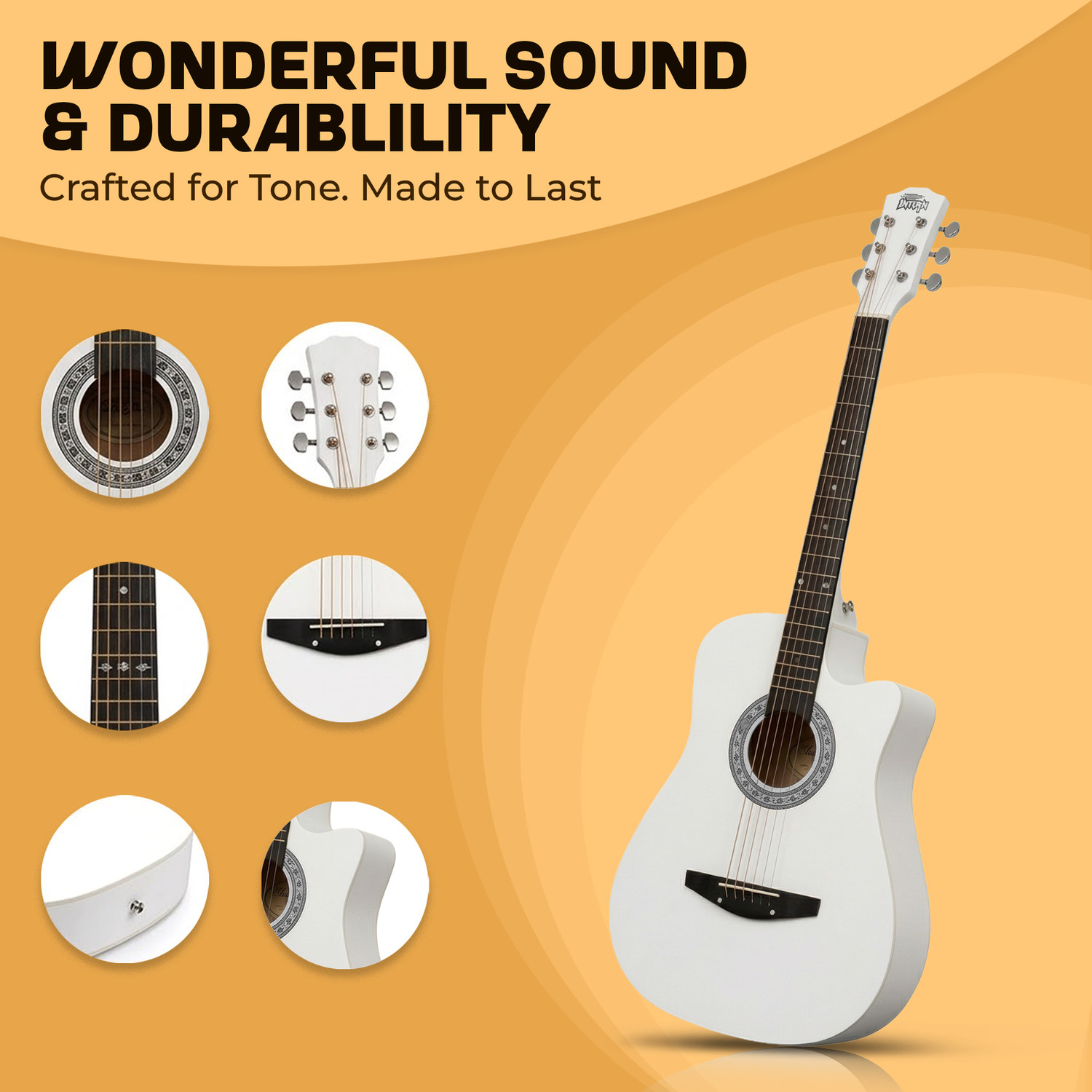 Image of intern White Acoustic Guitar Rosewood Ebony Right Hand Orientation