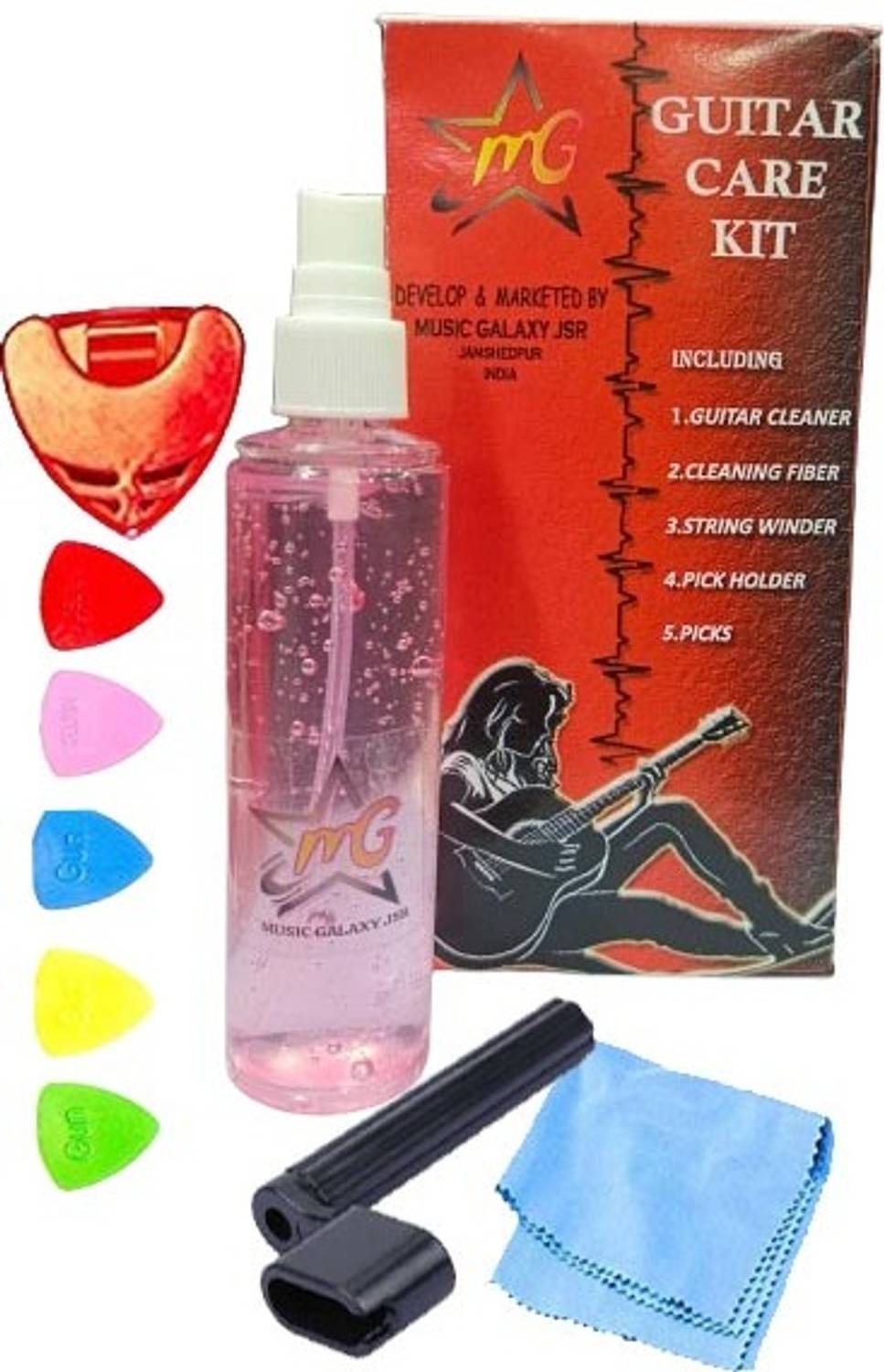 MUSIKING GUITAR CLEANER WINDER PICKS AND COTTON A3 Guitar Pick