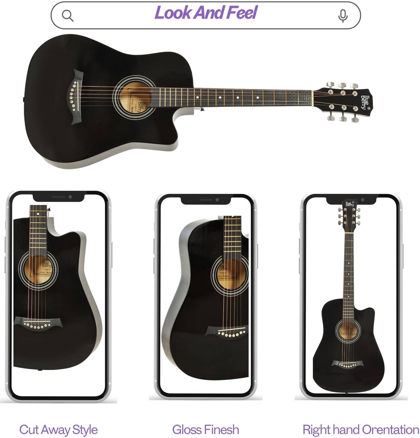 Blueberry B-D38-Black 38" Acoustic Guitar - Image 2