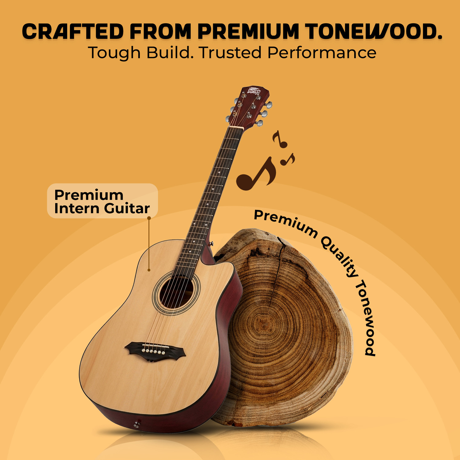 Image of intern Natural Acoustic Guitar Rosewood Ebony Right Hand Orientation
