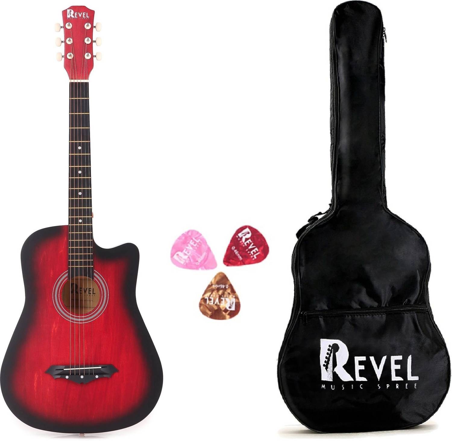 REVEL RVL-38C-LGP-RD Acoustic Guitar Linden Wood Ebony Right Hand
