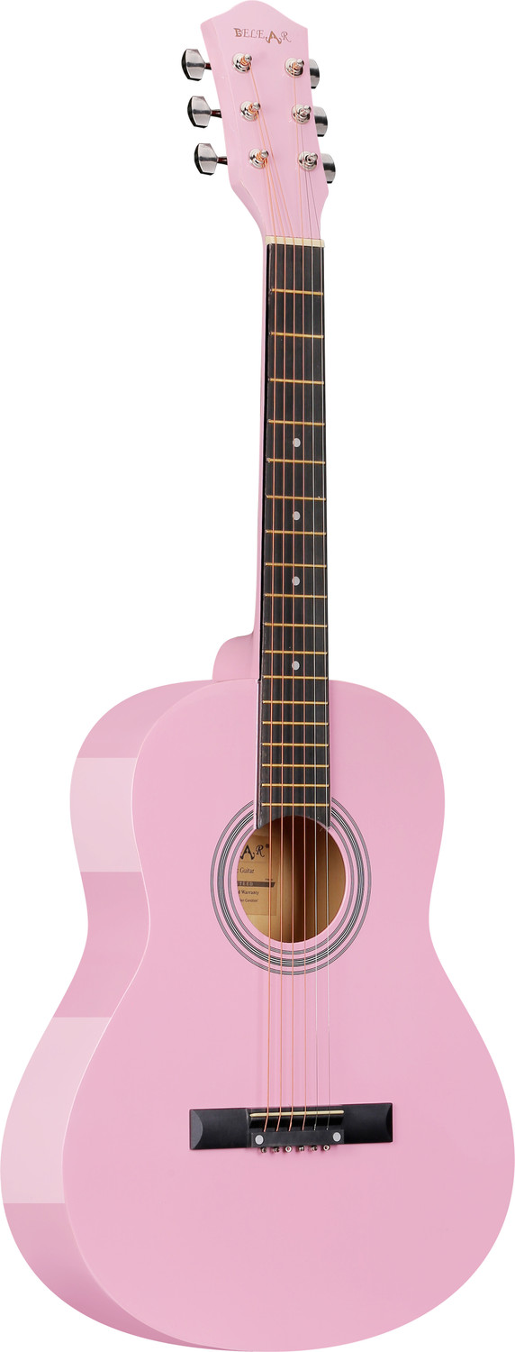 Image of Belear AG36-Pink Dreadnought Travel Guitar Basswood, Linden Wood, Solid Wood Plastic Right Hand Orientation