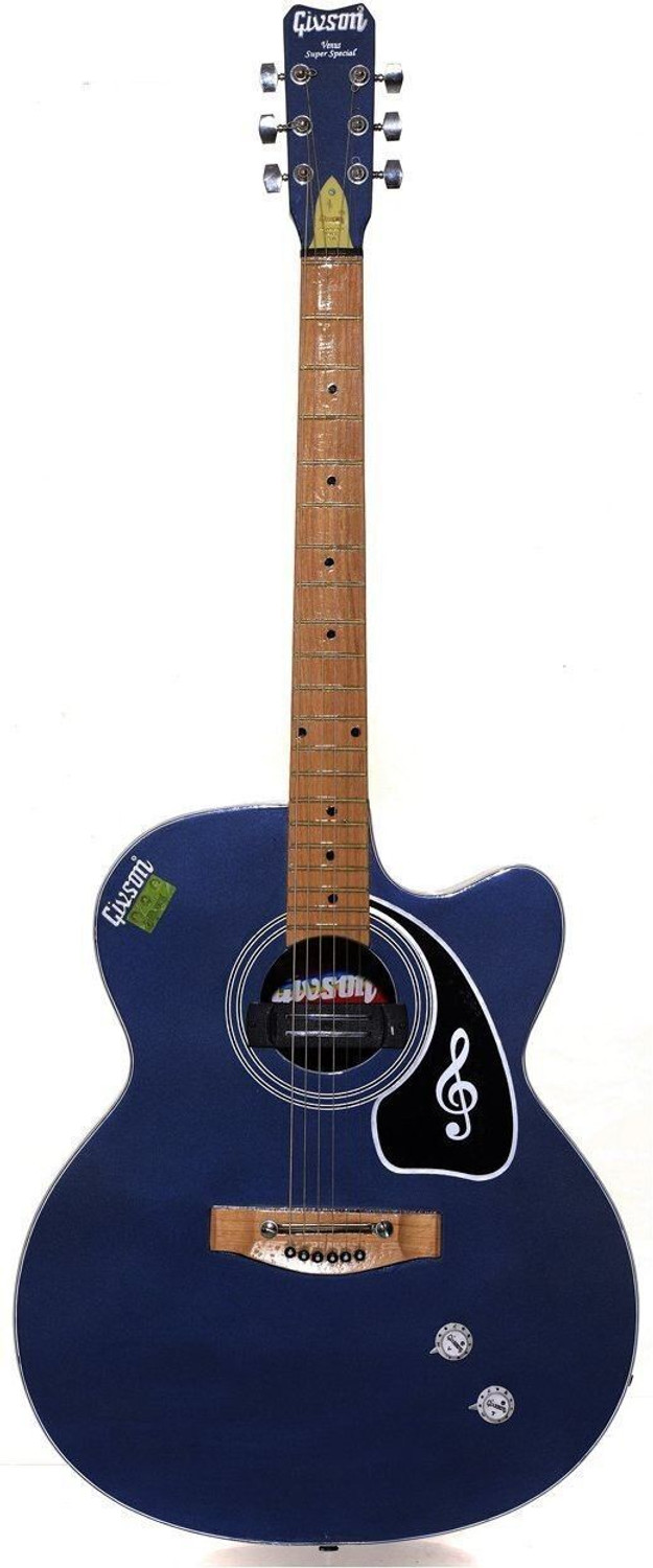 Image of Givson Venus Super Special Cut A Way BLUE Semi-acoustic Guitar Rosewood Rosewood Right Hand Orientation