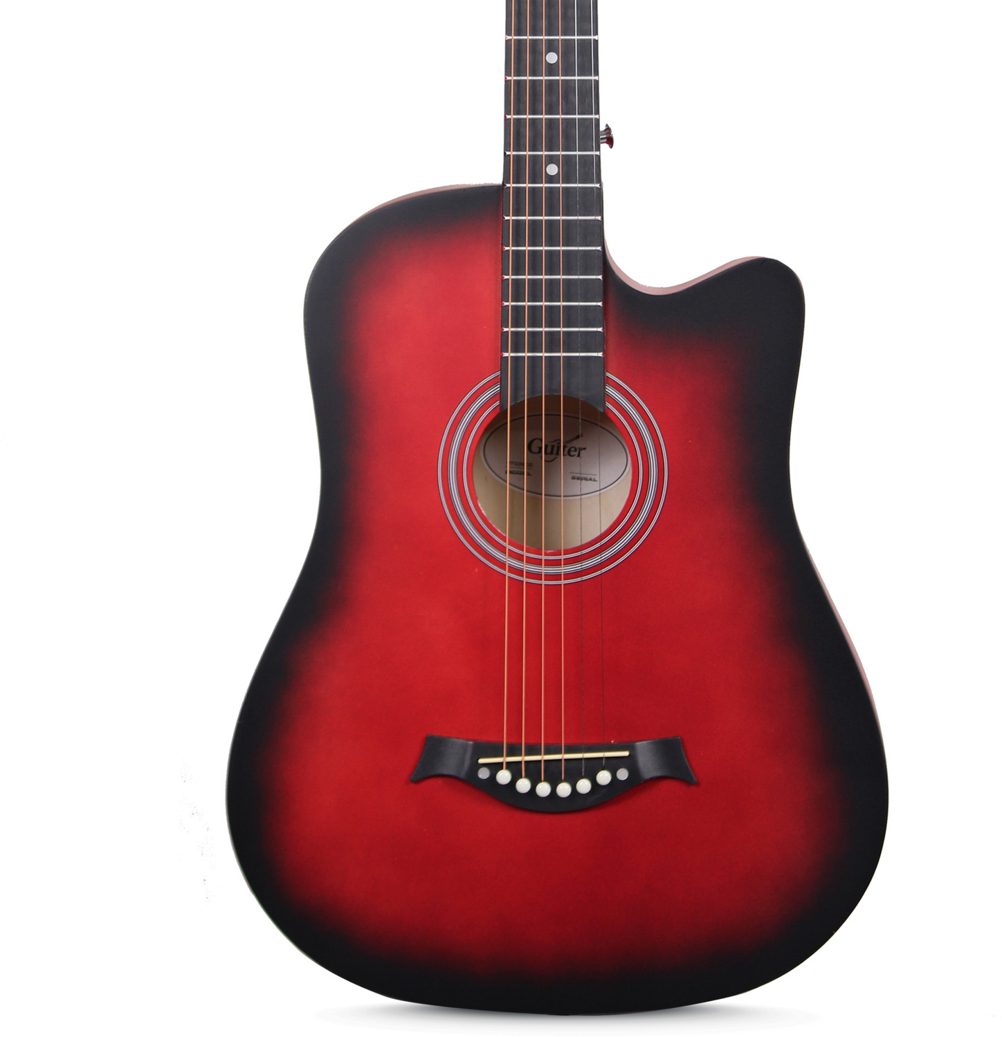 Image of Guiter OTG-38CG 38 inch Cutaway Acoustic Guitar Kit Red, Truss Rod, Linden & Rosewood Build Acoustic Guitar Linden Wood Rosewood Right Hand Orientation