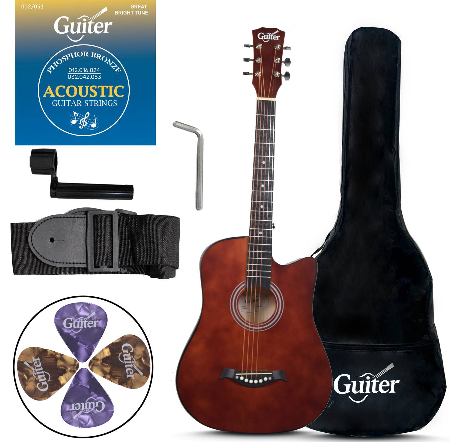 Guiter OTG-38CG Acoustic Guitar Kit, 38-Inch Cutaway -With ,TRUSS