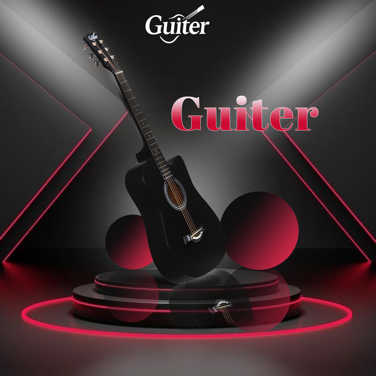 Image of Guiter 38IN-CG Acoustic Guitar with Pickup ,Truss Rod,& Starter kit, Linden & Rosewood Acoustic Guitar Linden Wood Rosewood Right Hand Orientation