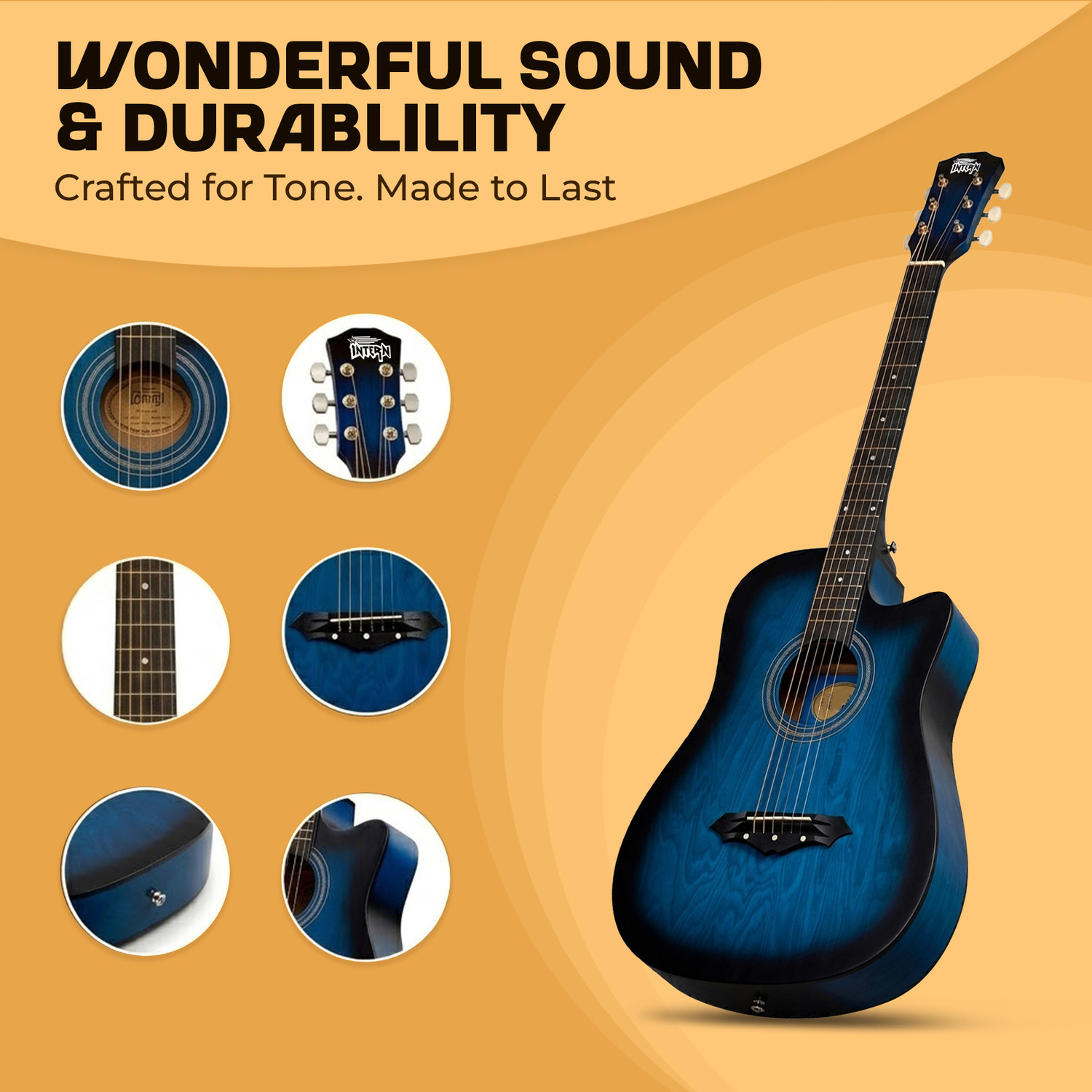 Image of intern Blue Acoustic Guitar Rosewood Ebony Right Hand Orientation