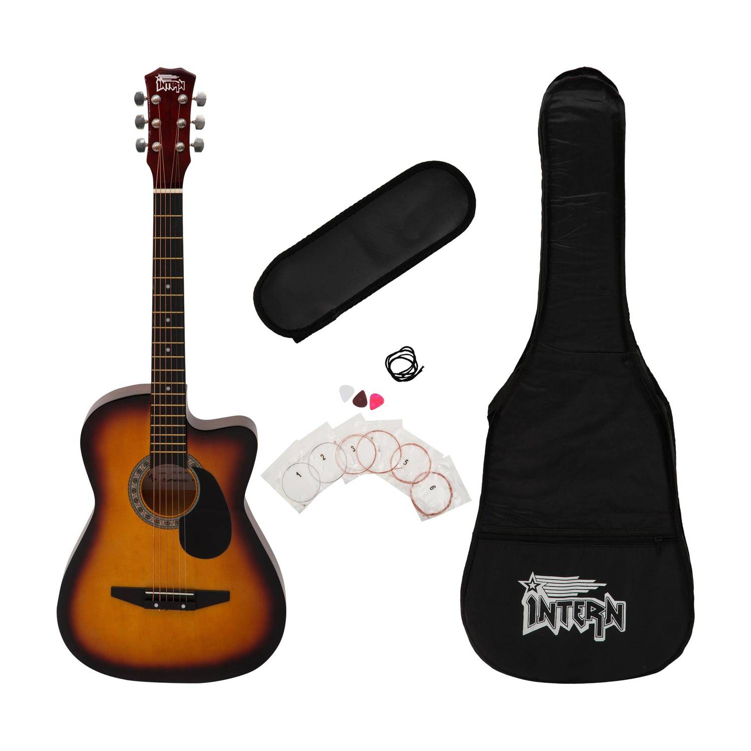 intern INT-38C-SB-G Acoustic Guitar Linden Wood Linden Wood Right Hand Orientation