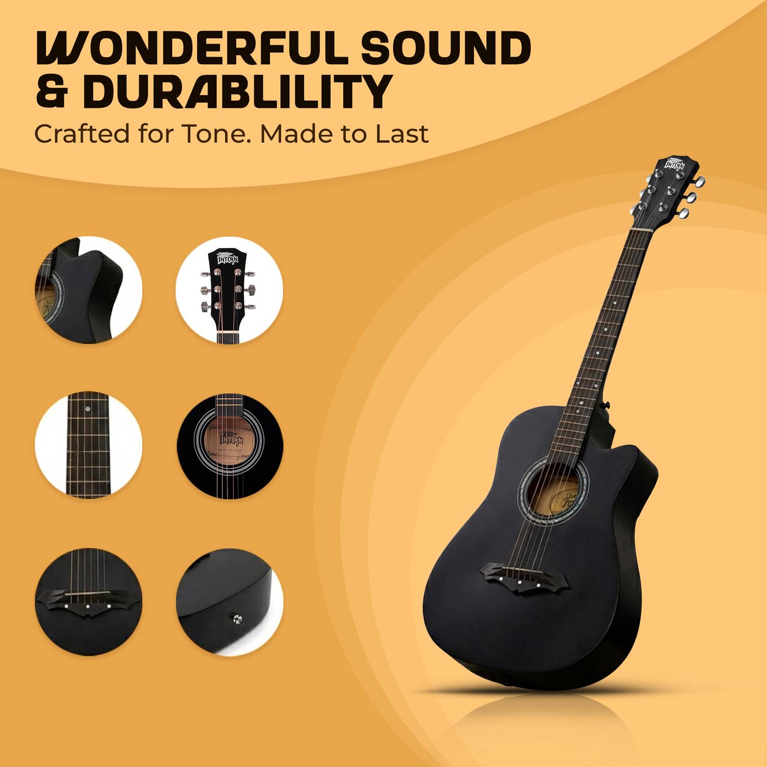intern Black Acoustic Guitar - Image 3