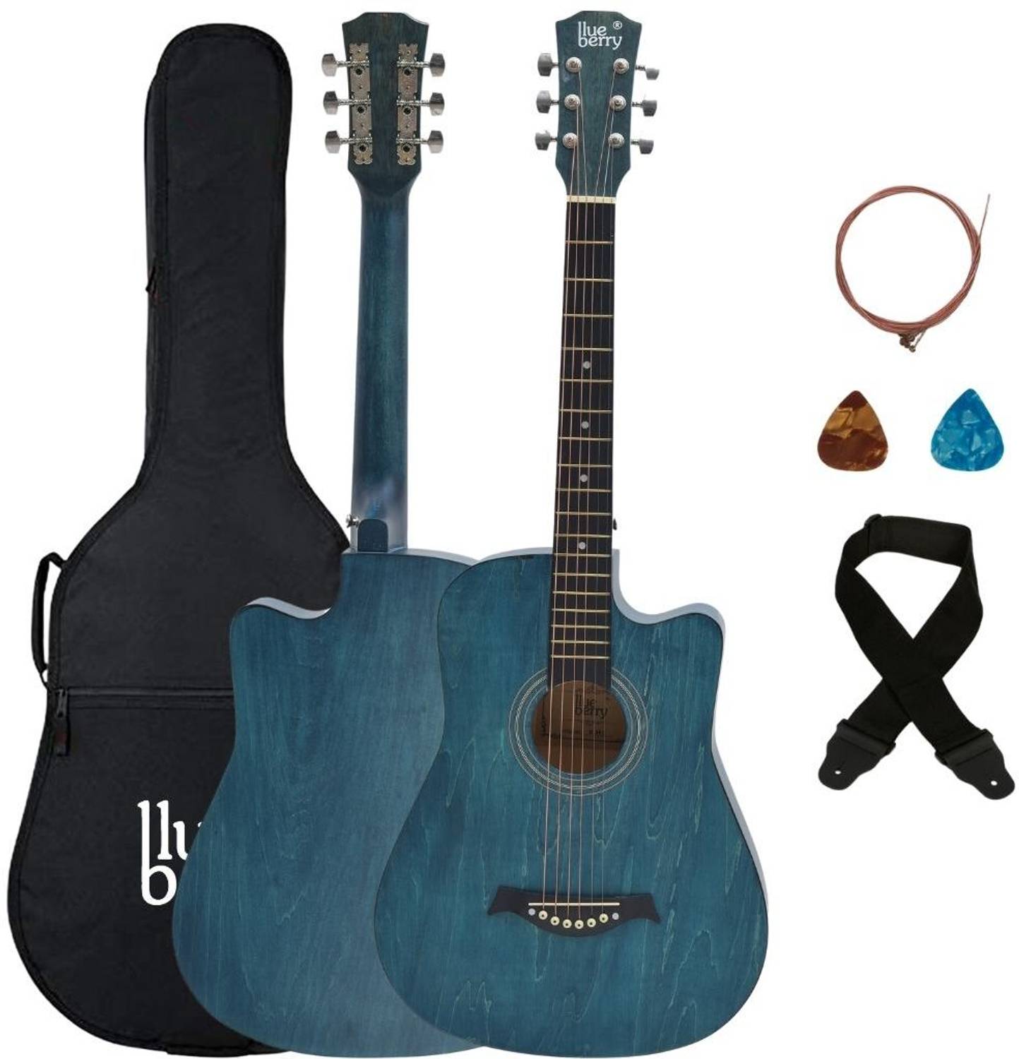 BLUEBERRY B-D38, Retro Blue Acoustic Guitar Linden Wood Synthetic Wood Right Hand Orientation