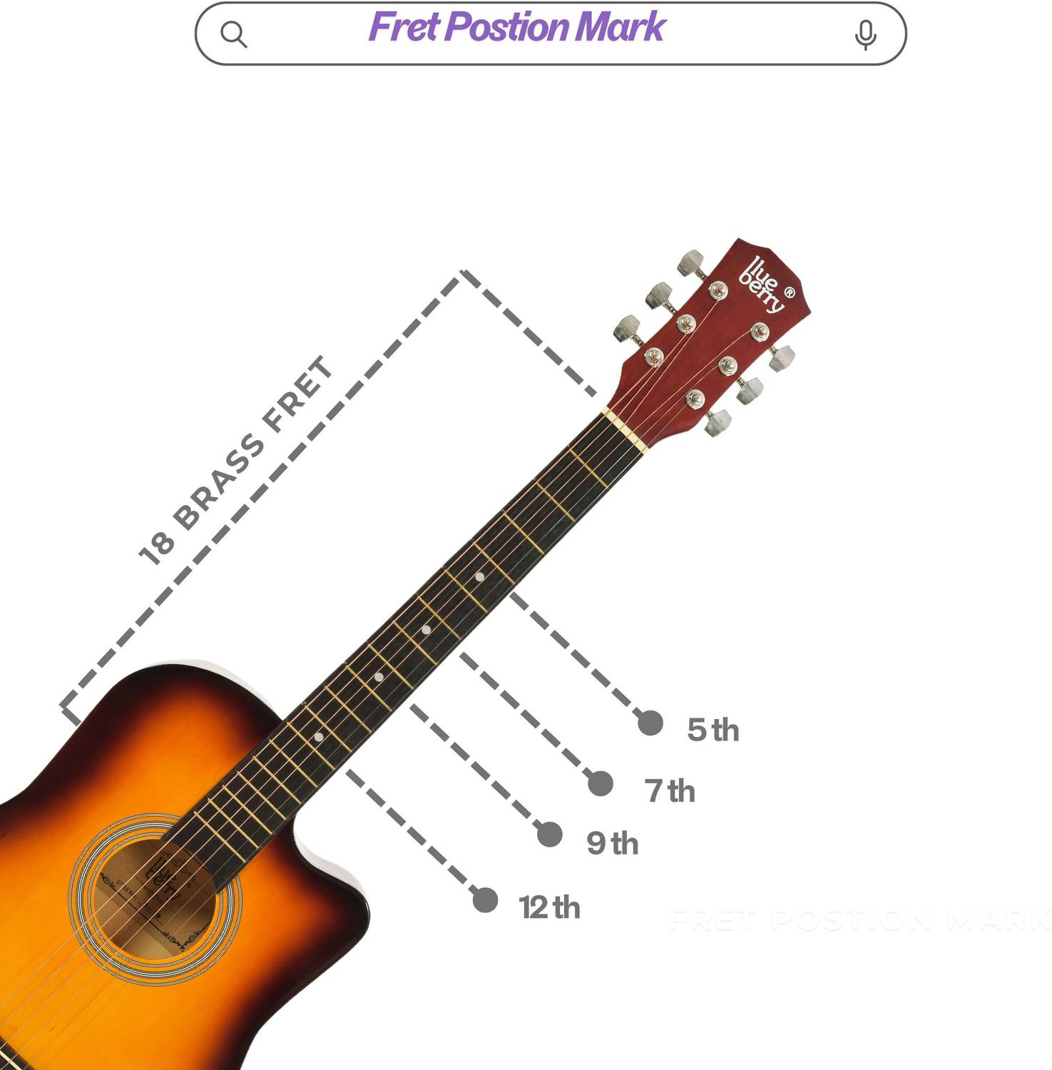 BLUEBERRY B-38C 38 inch Acoustic Guitar - Image 3
