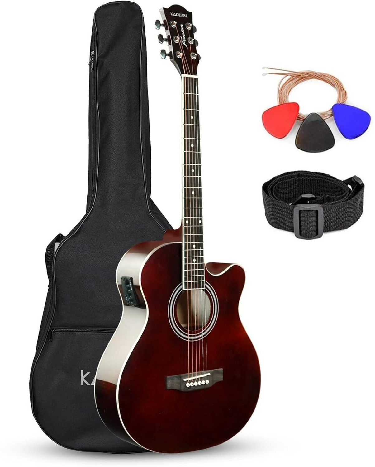 Image of KADENCE KAD-FNTR-BRN-EQ-N1 Acoustic Guitar Linden Wood Rosewood Right Hand Orientation