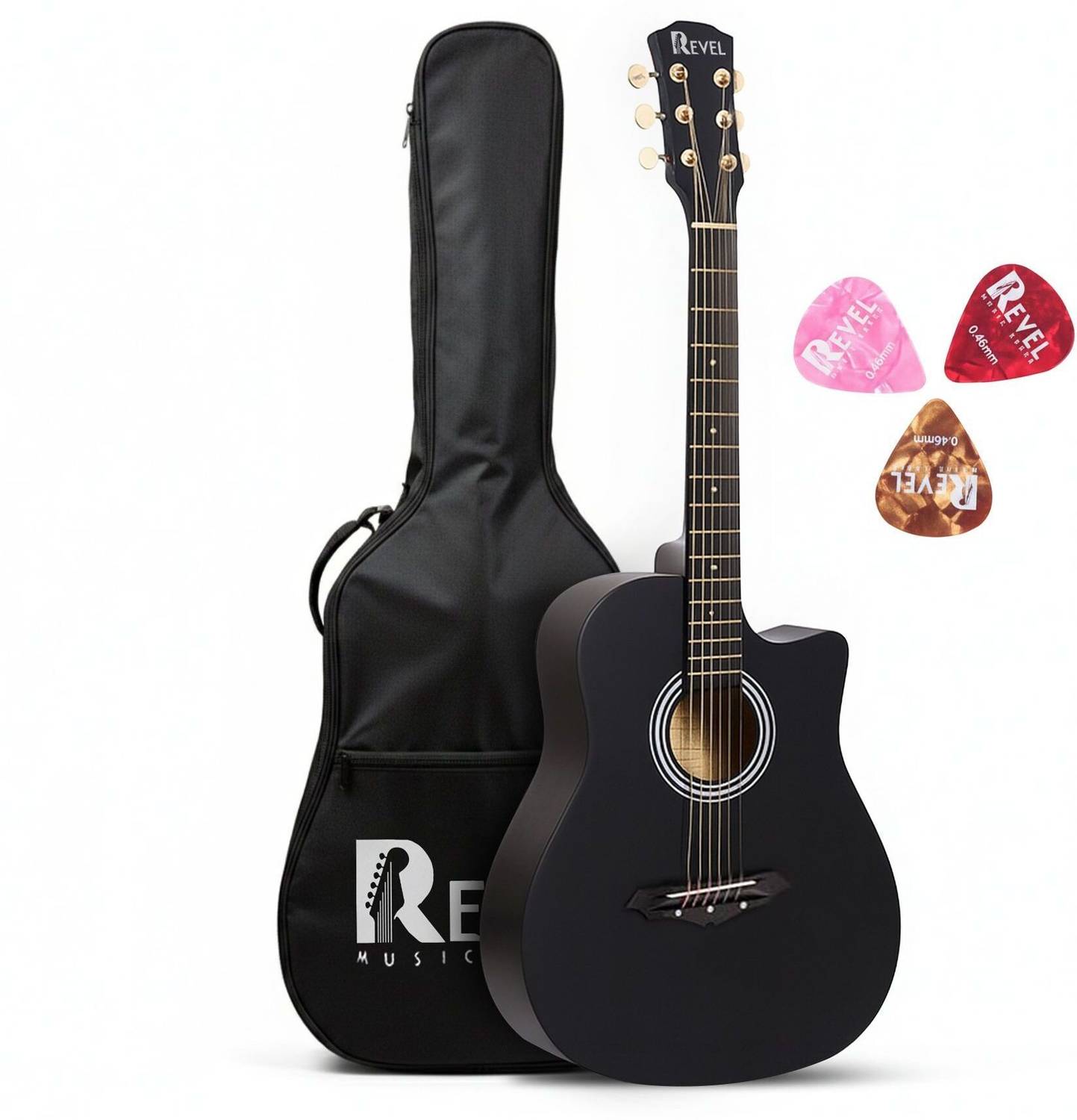 REVEL RVL-38C-LGP-BK Acoustic Guitar Linden Wood Ebony