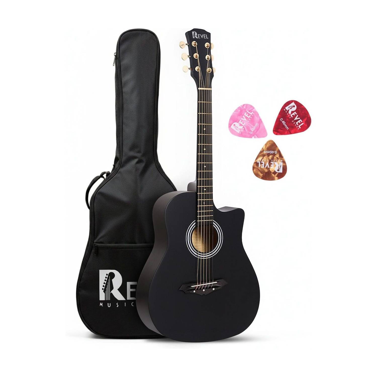 REVEL RVL-38C-LGP-BK Acoustic Guitar Black - Image 1