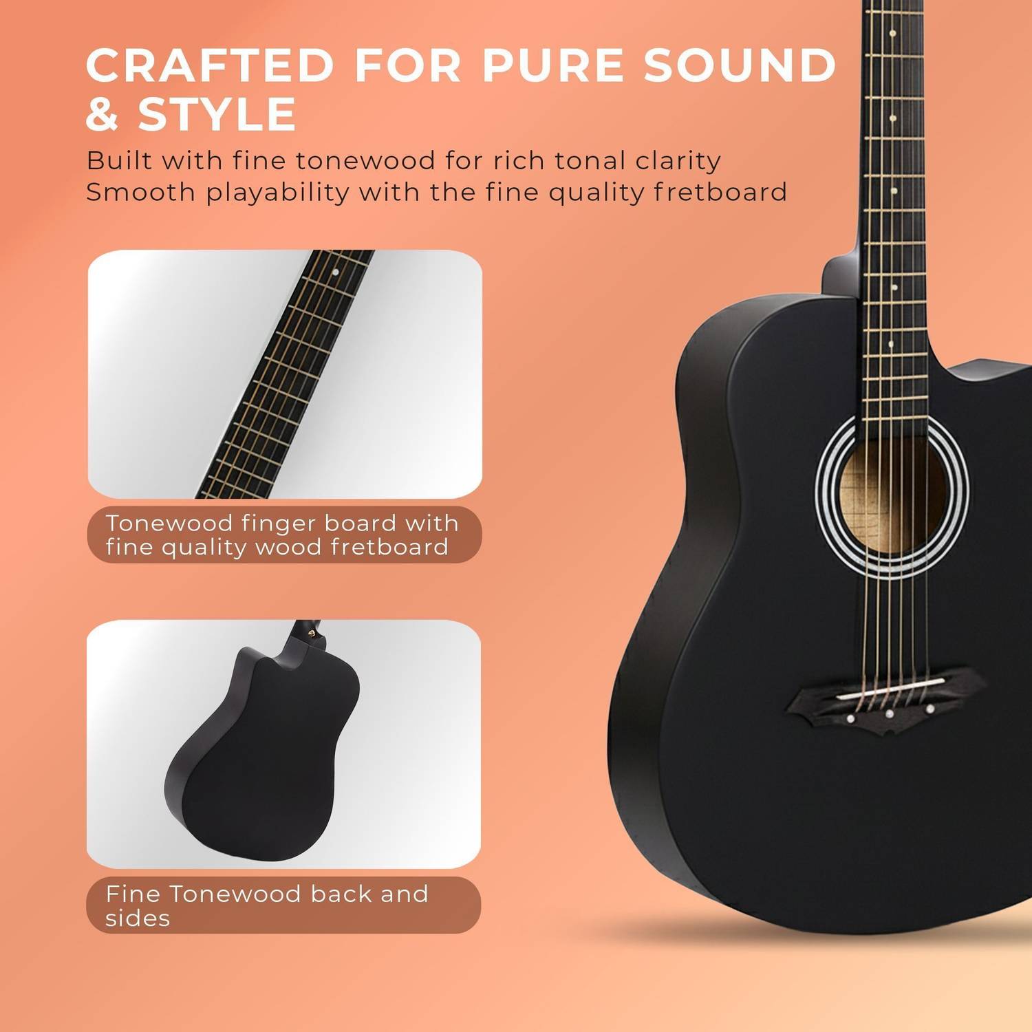 REVEL RVL-38C-LGP-BK Acoustic Guitar Black - Image 2