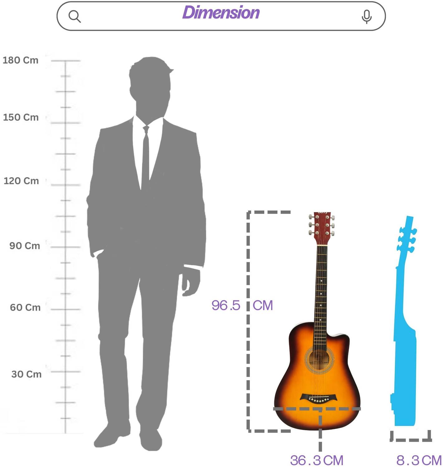 BLUEBERRY B-38C 38 inch Acoustic Guitar - Image 5