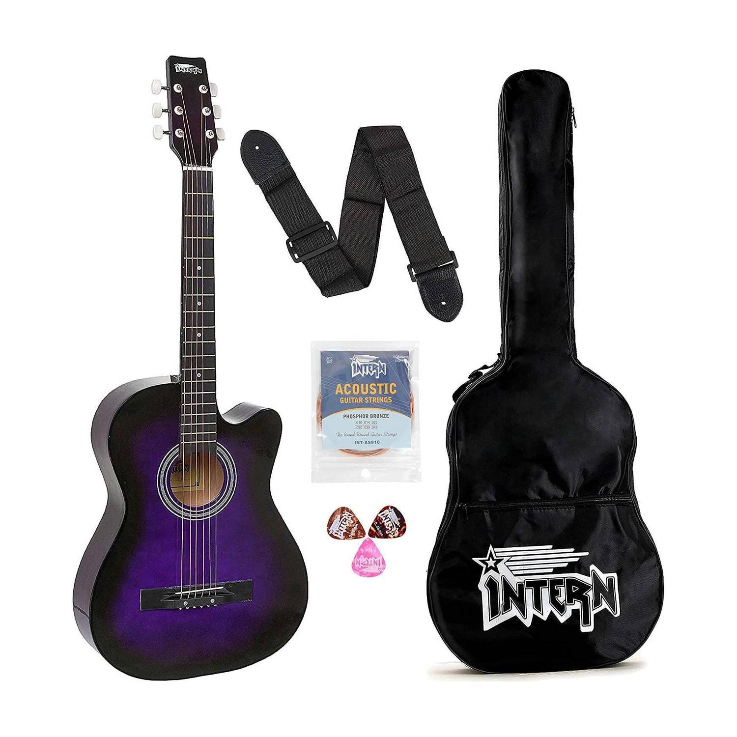 intern INT-38C-VTS Acoustic Guitar Linden Wood Rosewood Right Hand Orientation